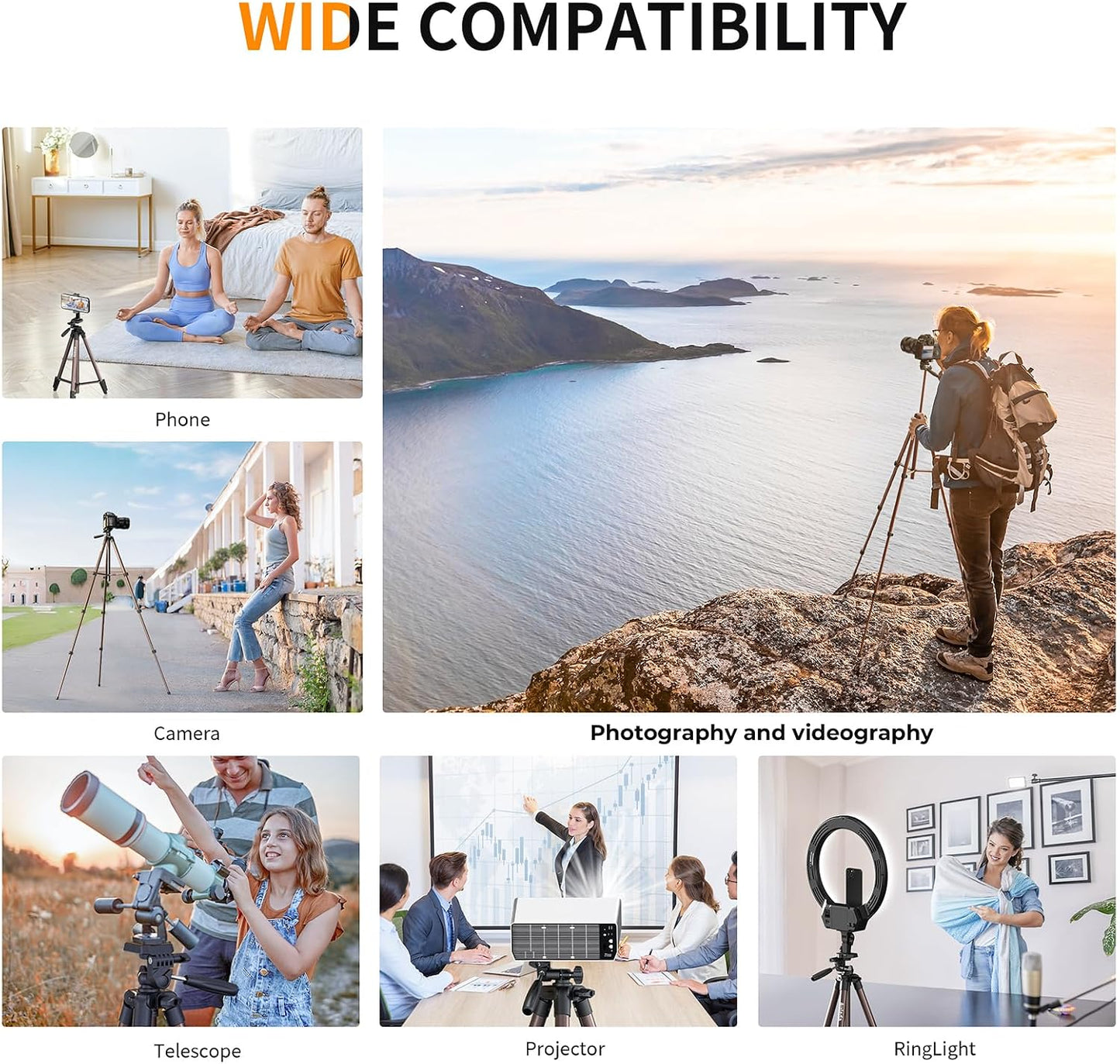 Auleda 71 6.6 LB VT-831HYS Camera Tripod Aluminum Tall Tripod Stand Compatible with Canon Nikon with Wireless Remote