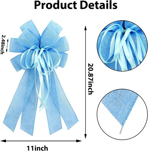 Large Blue Burlap Bow by [Brand Name] - Perfect for Wreaths & Spring Decor | Ideal for Weddings & Holidays