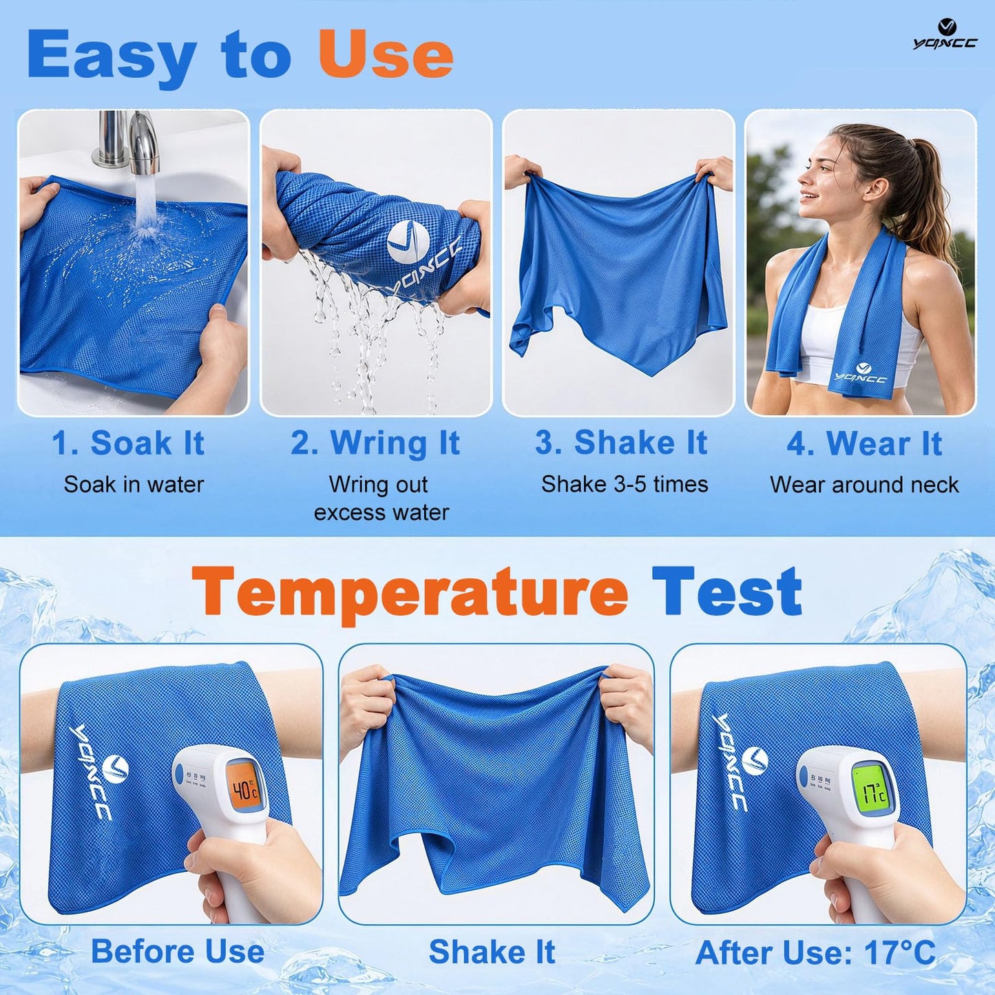 YQXCC Cooling Towels | 4 Pack 40"x12" | Cool for Neck | Microfiber Soft Breathable Chilly for Sports, Yoga, Golf, Gym, Camping, Running, Workout & More Activities