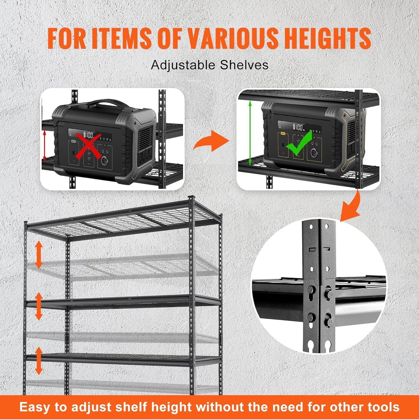 Garage Shelving, 5 Tire Storage Shelving Heavy Duty Garage Shelves 3000LBS Load Bearing, Full Metal Shelving Units, Durable Construction, Adjustable Shelves, Easy Assembly, 60''W x 24''D x 78''H