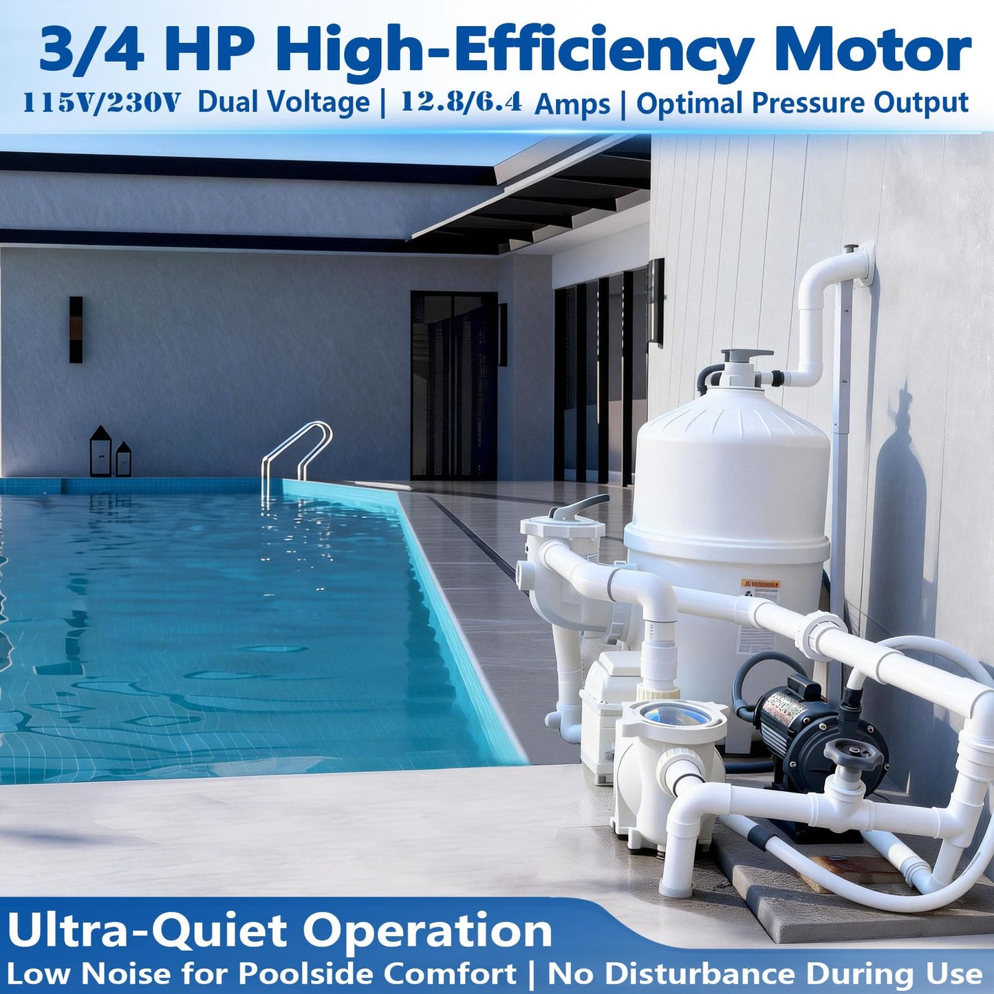 GXW PB4-60 Booster Pump 3/4 HP Fit for Polaris 180 280 380 480 3900 Kreepy Krauly＆Letro Legend Pressure Pool Cleaners