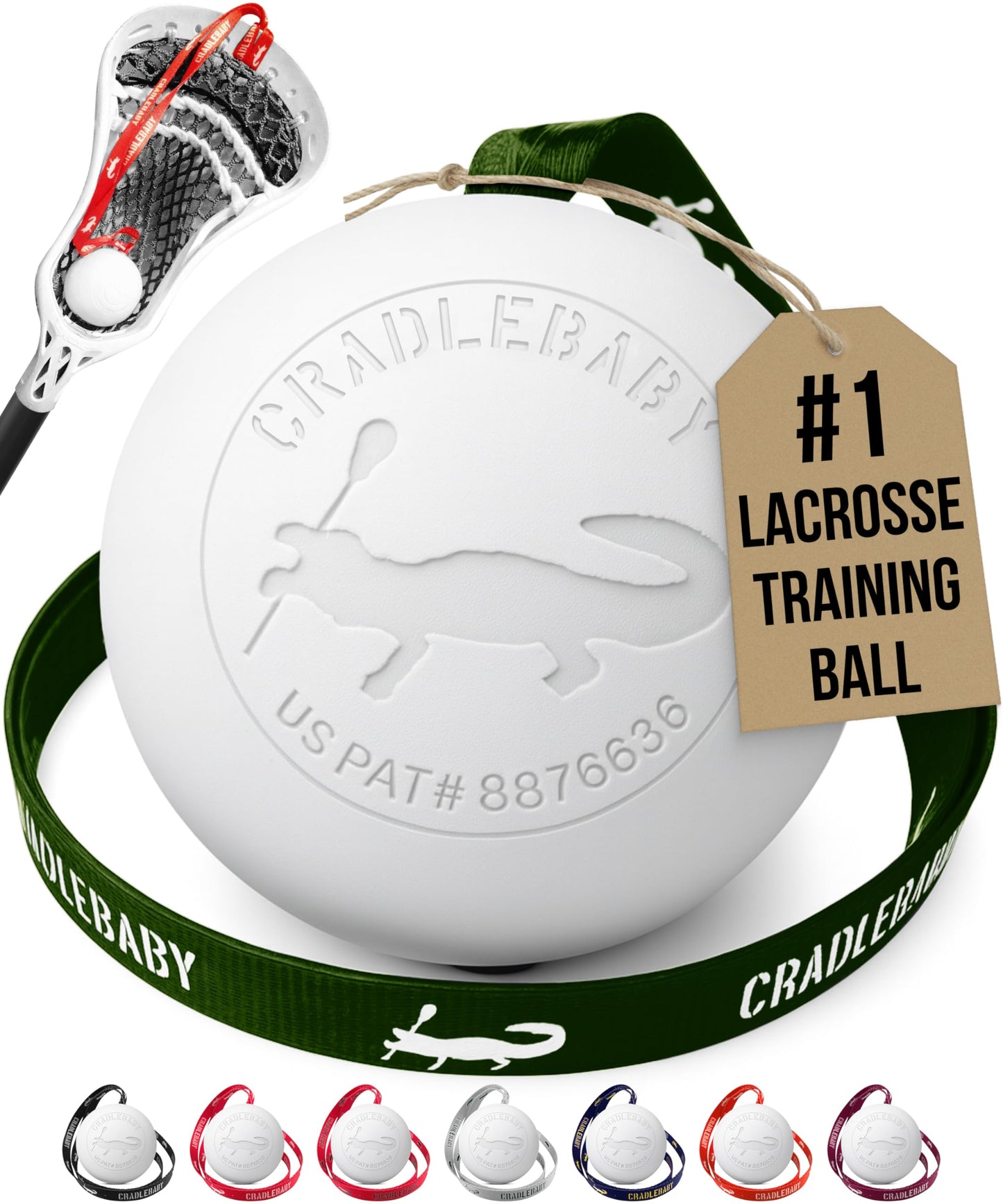 Cradlebaby Lacrosse Training Ball: Practice Indoor/Outdoor & Get More Repetitions - #1 piece of Equipment for Boys/Girls to Practice Cradling, dodges, Stick Tricks, & fakes. (Green)