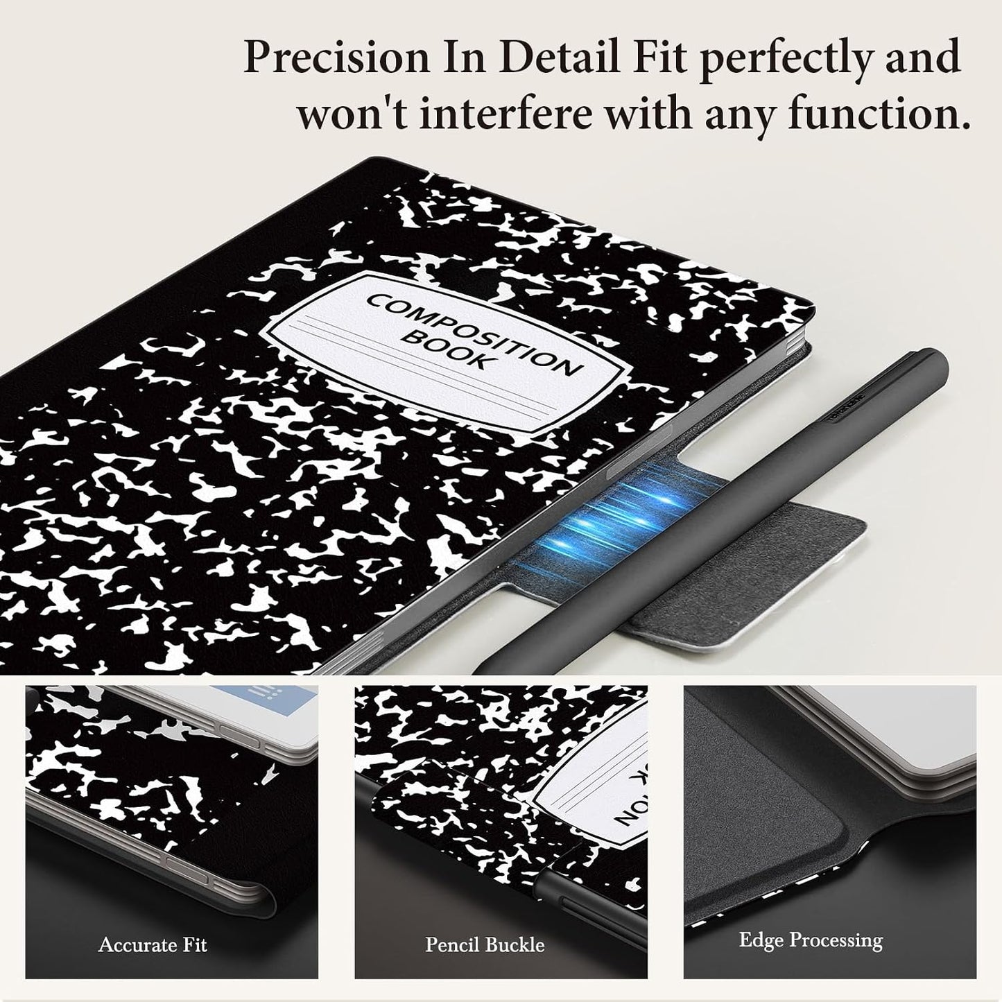 Ayotu 7.3", 1:1 Case for Remarkable Paper Pro Move Milk Notes Pattern Smart Folio with Auto Wake/Sleep, Fit Cover