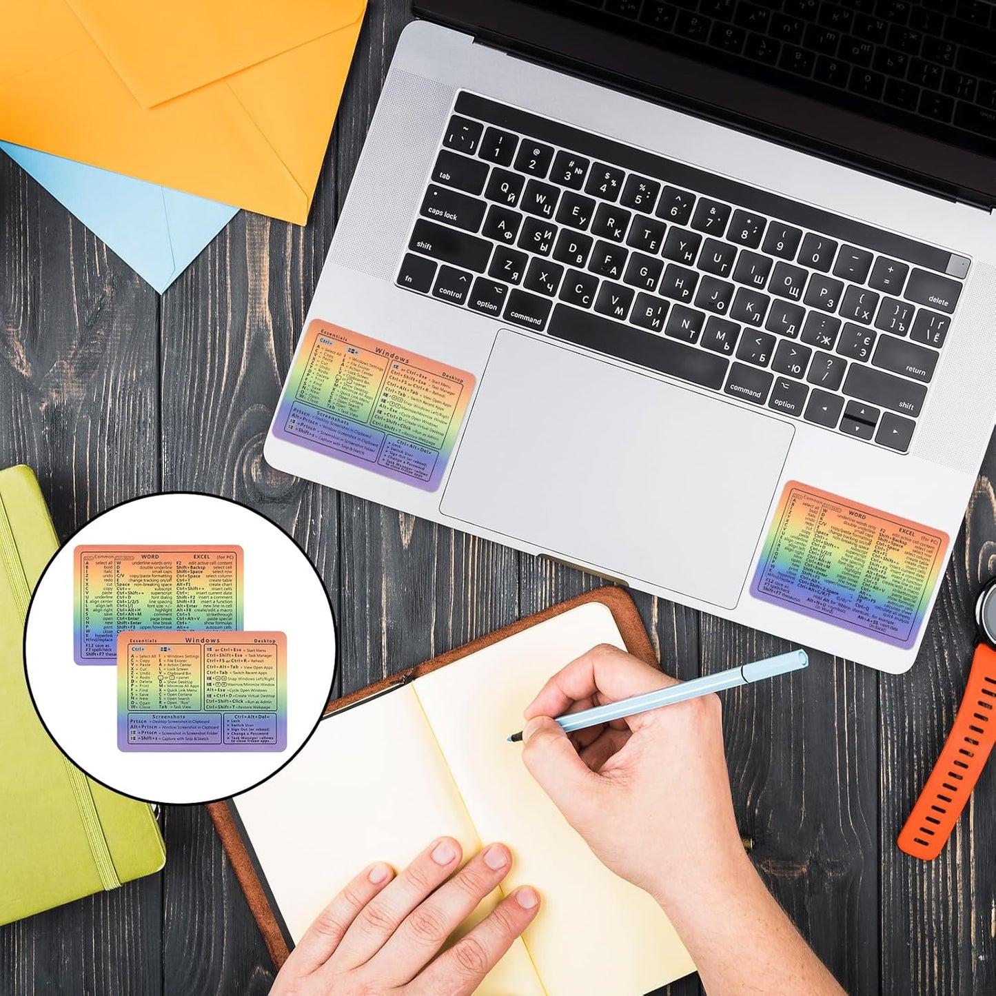 LLOUSSAK 4pcs Windows Shortcut Sticker, Excel Cheat Sheet, Shortcut Stickers for Laptop, Reference Guide Keyboard