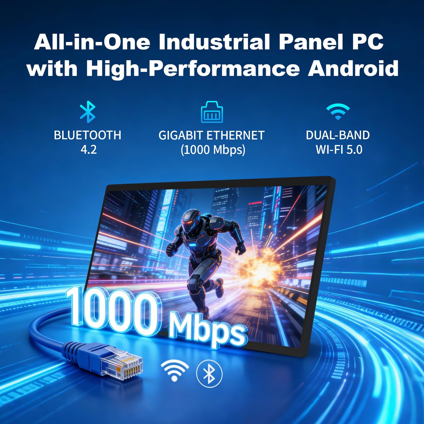 15.6" All-in-One Industrial Panel PC, Android 12 Fanless Tablet RK3399 4GB RAM/64GB ROM, Rugged Embedded Touchscreen Computer 1920 * 1080 IPS，WiFi 5 Bluetooth 4.2 for Automation/Kiosk/Bar/Warehouse