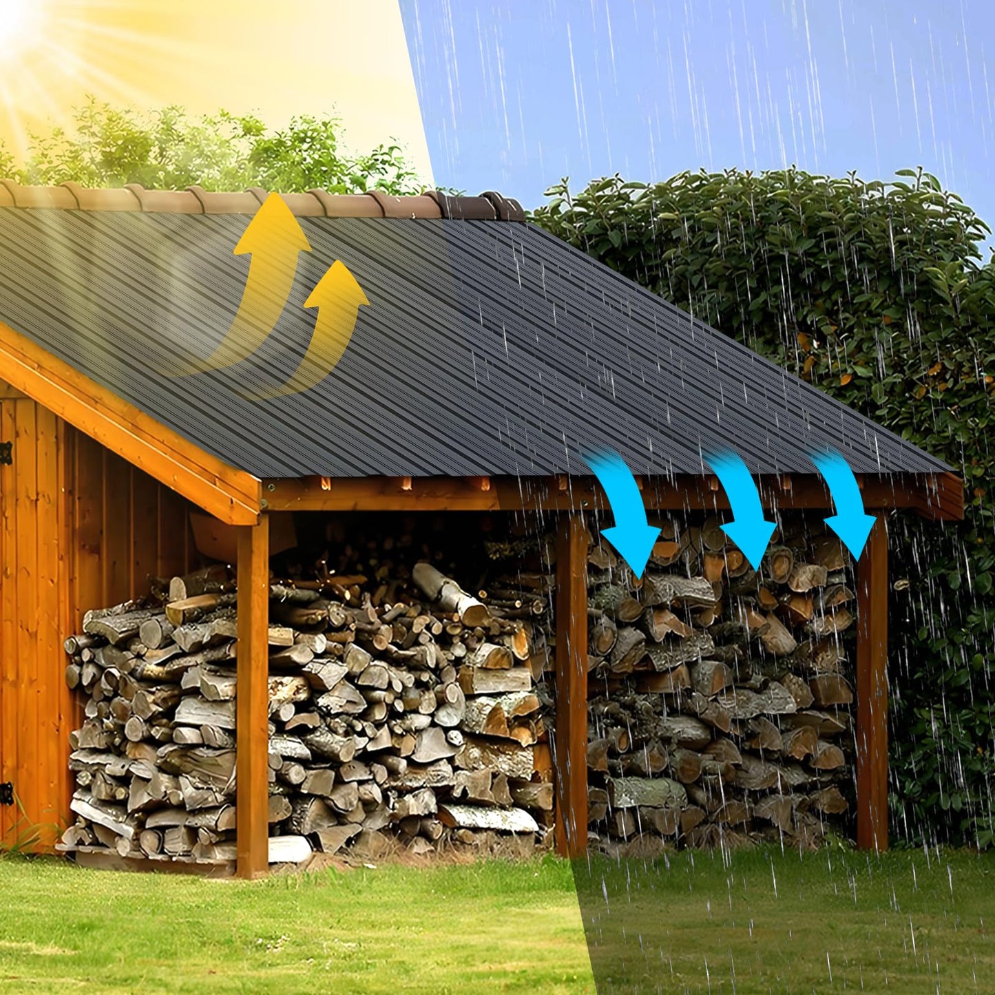 Metal Roofing Panels - 20 Pcs Waterproof Heavy Duty Metal Roof Panels Galvanized Steel Corrugated Tin Roof Panel for Carports Tool Sheds Patio Porch Pergola, Easy to Install Grey, 42.52x17.7in