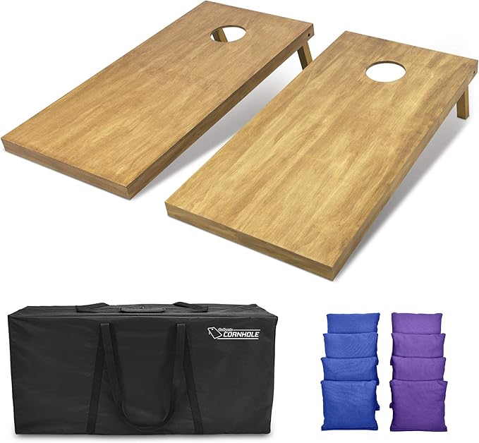 GoSports 4 ft x 2 ft Regulation Size Wooden Cornhole Boards Set - Includes Carrying Case - Full Regulation Size Bean Bag Toss Boards
