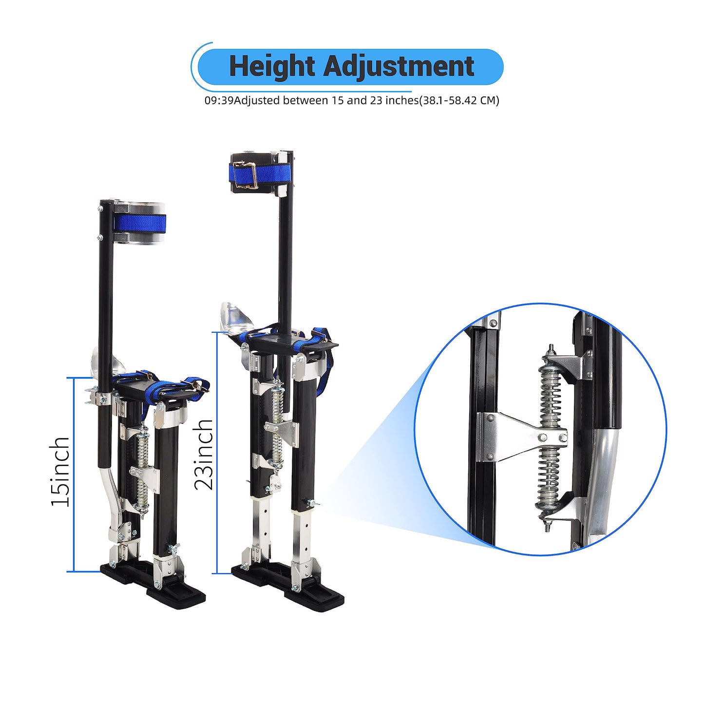GESEXI 15”-23” Drywall Stilts Aluminum Tool Adjustable for Painters Walking Painting Taping, Black