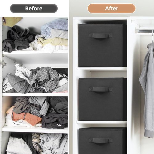 **Storage Maniac 11-Inch Collapsible Storage Cubes - Durable Fabric Bins for Closet & Office | 8-Pack Black**