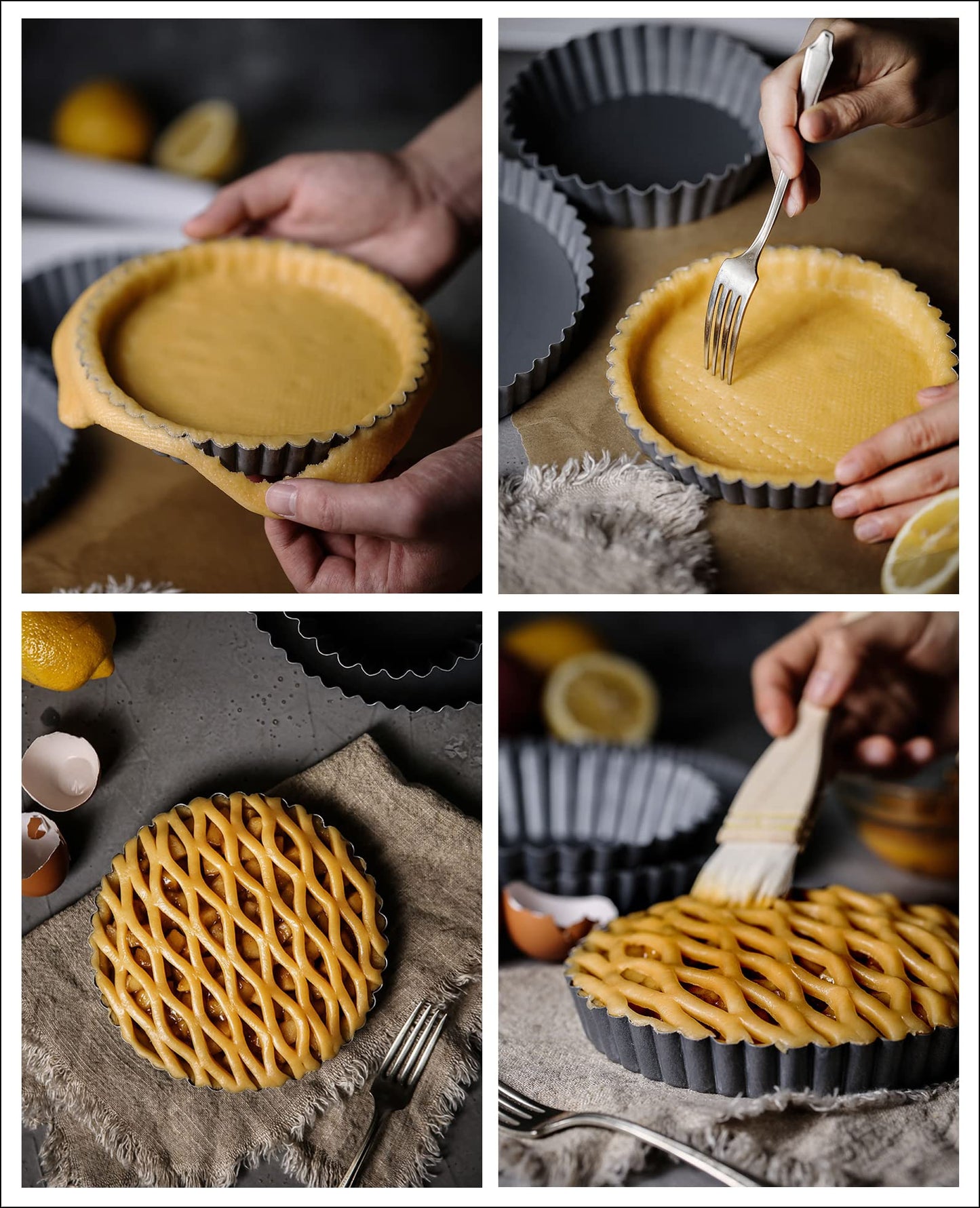 Tosnail Deep Tart Pan, 9.5" x 2" Quiche Pie Pan with Removable Loose Bottom, Fluted Baking Pan