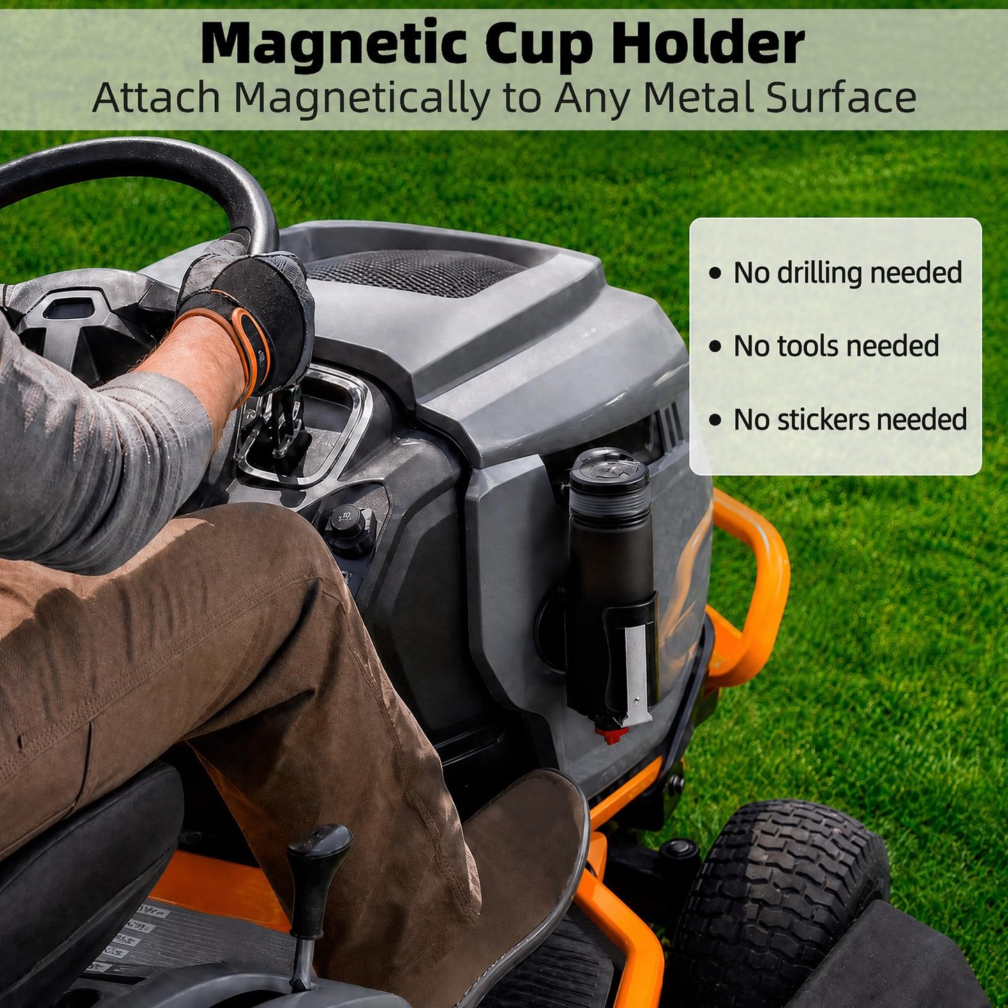 FPN Heavy-Duty Magnetic Cup Holder for Tractor, [3.5" Base, 88lb Force], Upgraded Adjustable Drink Holder for Large Water Bottles (2.36-3.54" Dia), Cup Holder for Mower, School Bus, Truck, Golf Cart