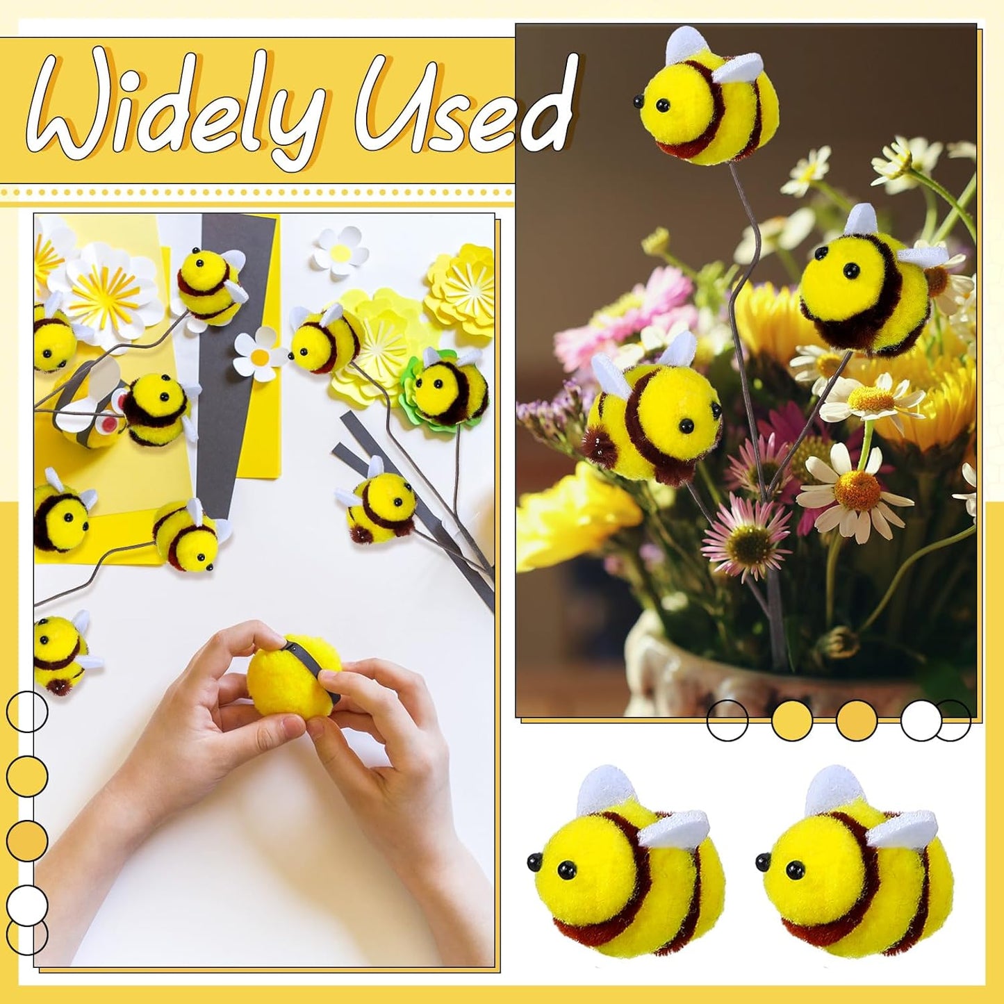 Suncalla 12 Pcs Felt Bee Stems - Adorable Honeybee Decorations for Baby Showers & Parties | Farmhouse Centerpieces