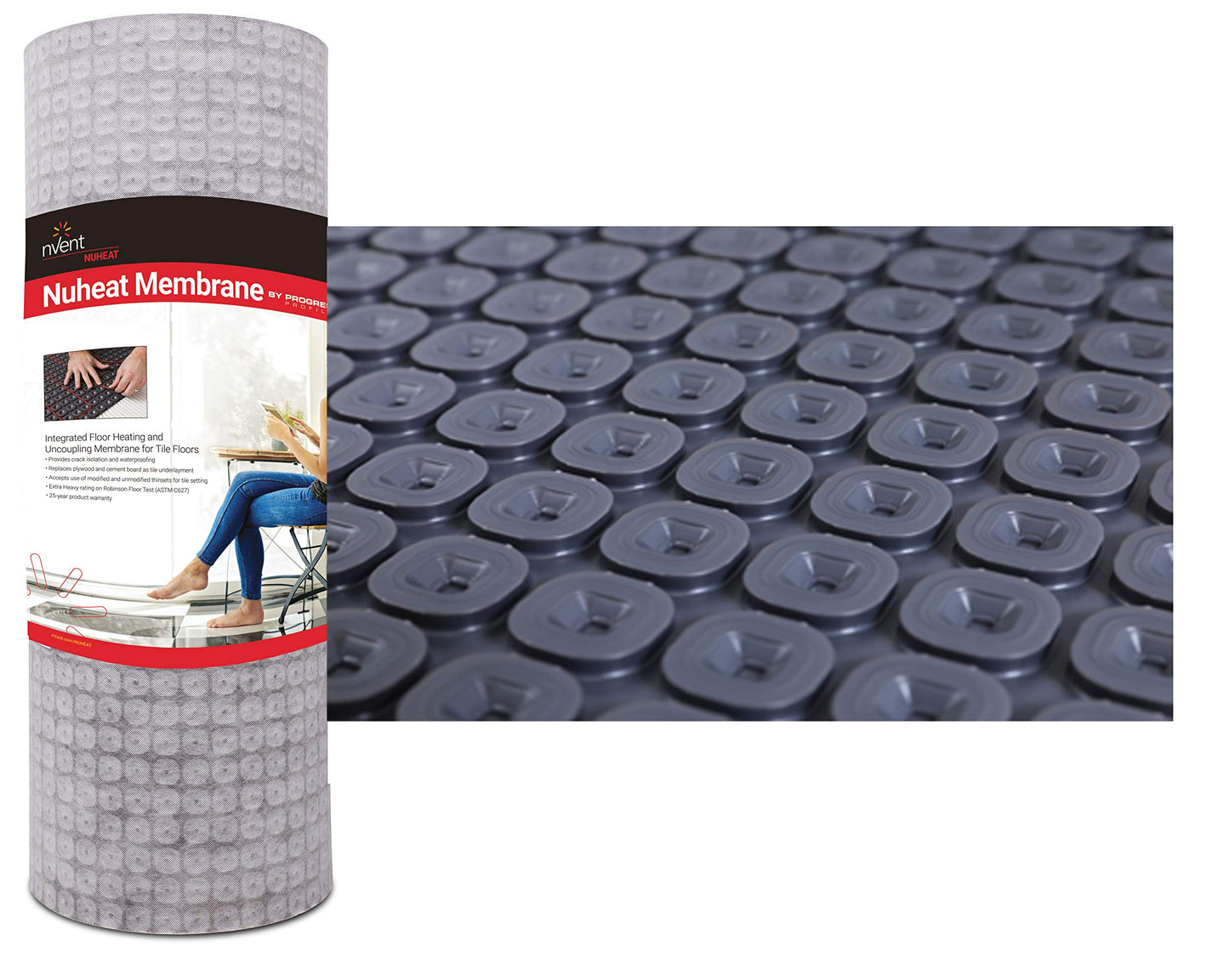 Chemelex Nuheat AC0105 Uncoupling Membrane 161 Sq Ft Roll (39" x 49.5') NUMEM161 Non-Woven Polypropylene Heating Pad, Waterproof Anti-Fracture Floor Underlayment for Heating Systems
