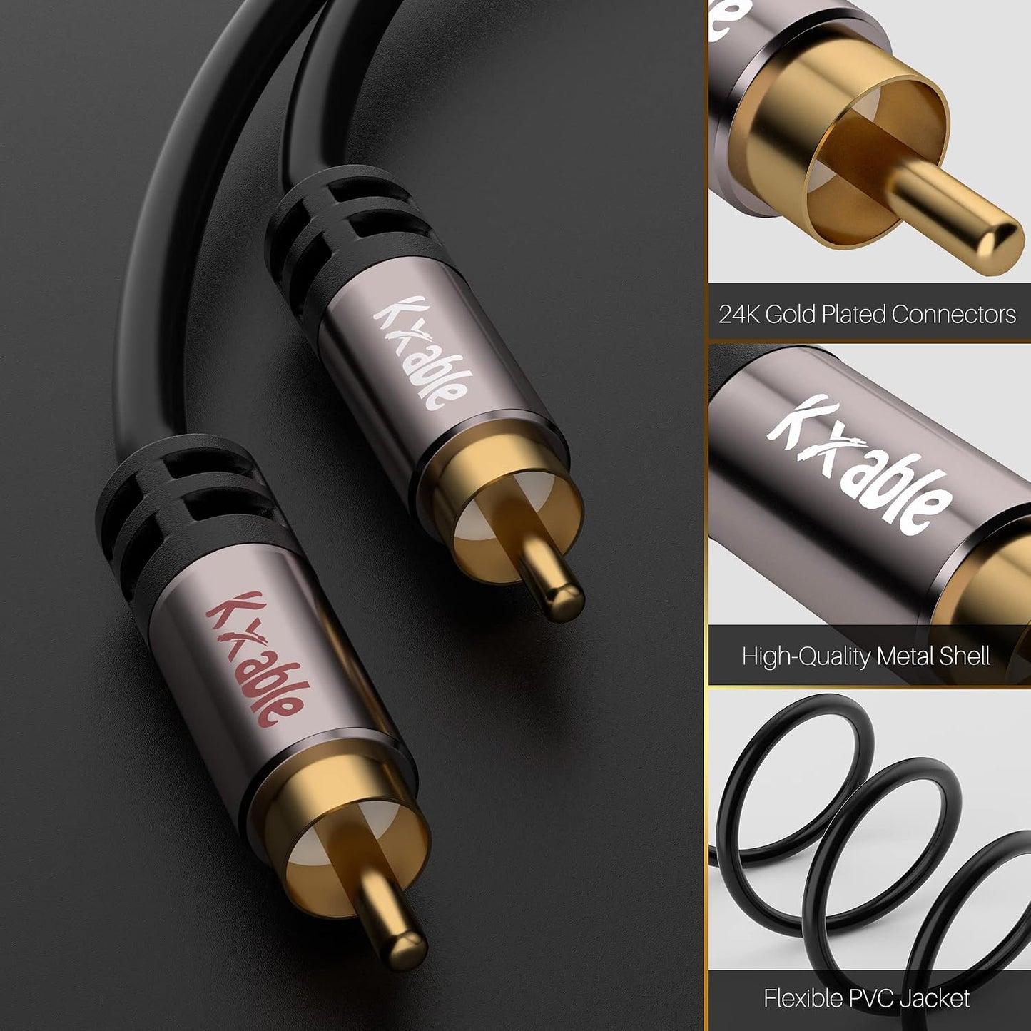 35 2RCA 2RCA 2 23AWG RCA Cable FT, Male to Male Stereo Audio Cables, Dual Shielded Digital Analogue, RCA Subwoofer Cord
