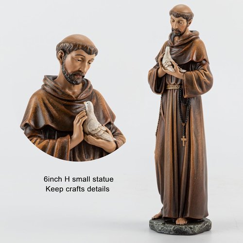 Buildclassic Saint Francis Statue - 6" Inspirational Garden Figure | Patron Saint of Nature, Devotional Décor