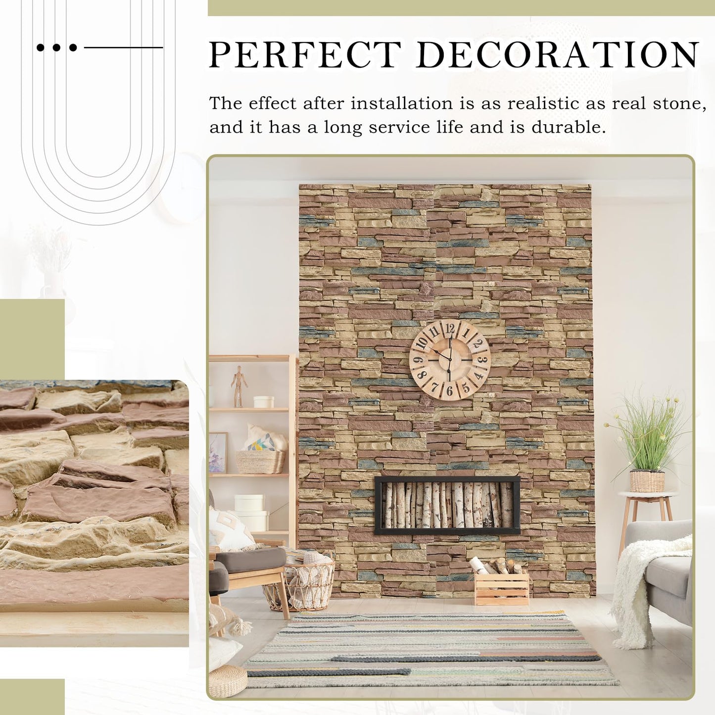 Maasechs 1 Pack Extra Large Faux Wall Covering Panel for Interior Exterior Decor Stone Siding Panel Artificial 3D Veneer for Outdoor Home Improvement Projects (Classic)