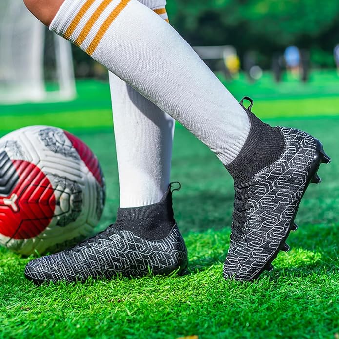 Kids Soccer Cleats Boys Youth Firm Groud Cleats for Girls High Top Trainning Football Shoes AG/FG