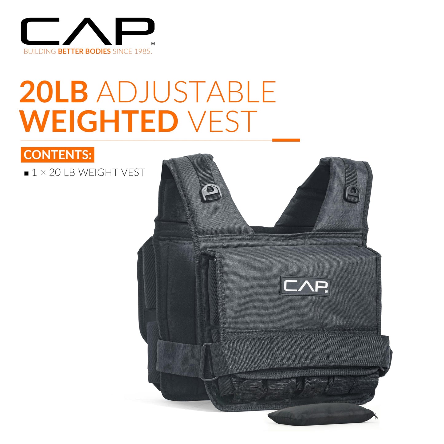 CAP 20 LB Adjustable Weighted Vest – Full Body Workouts, Cardio, Walking & Running, Weight Vest for Men and Women