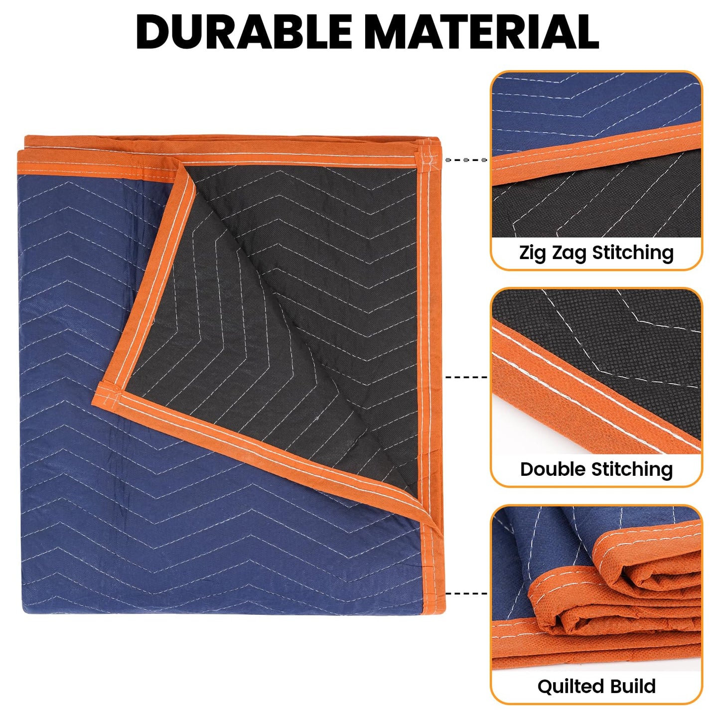 Permade 12 Pack Moving Packing Blankets- 72x80 in (48lb/dz) Heavy Duty Moving Pads for Furniture Protection Professional Quilted Cargo Shipping Furniture Blankets for Packing, Blue