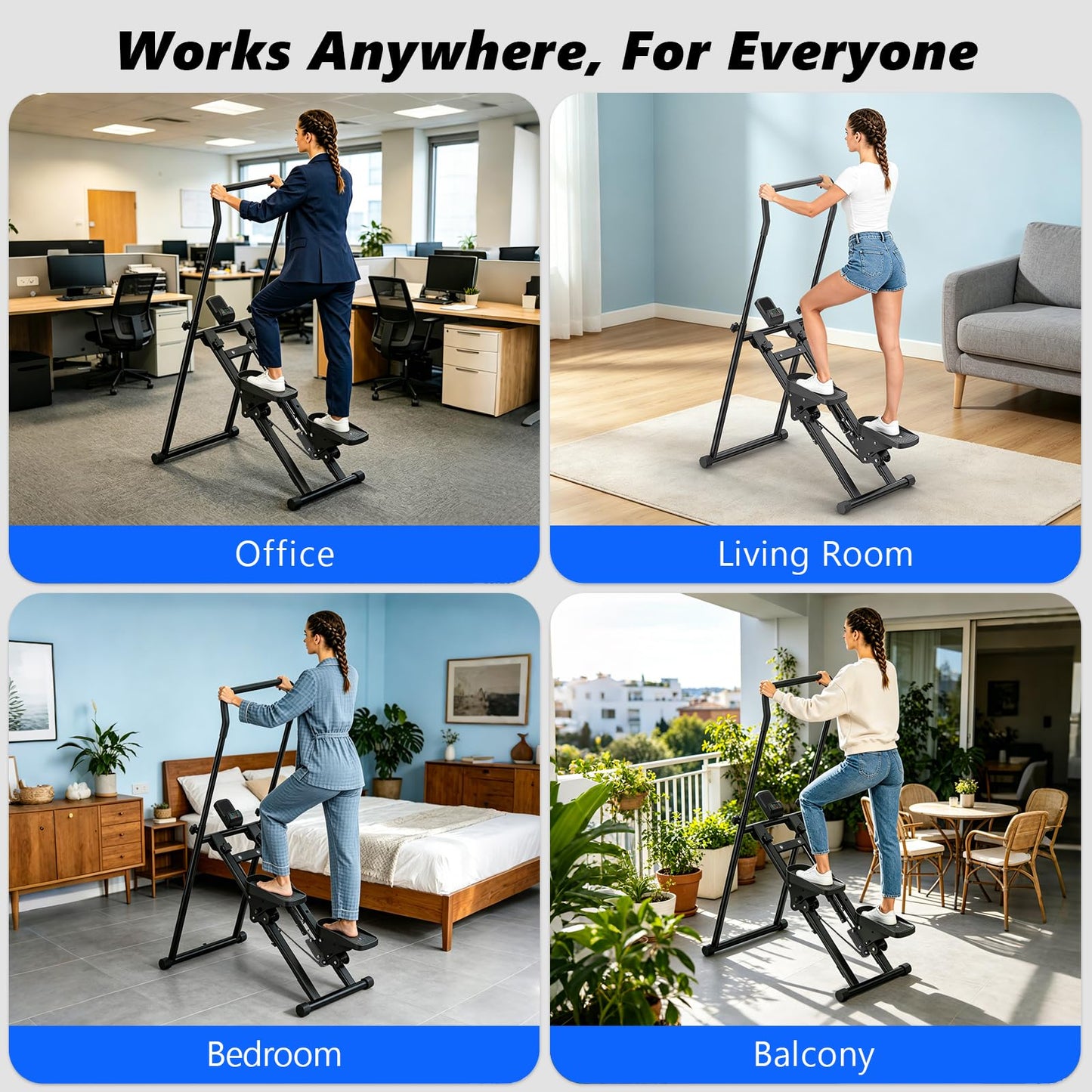 HOMGIM Stair Stepper Machine for Home Gym, Folding Cardio Vertical Climber Step Machine with LCD Monitor & Handlebars, Low-Impact Full Body Climbing Workout Equipment, 330 LBS Capacity