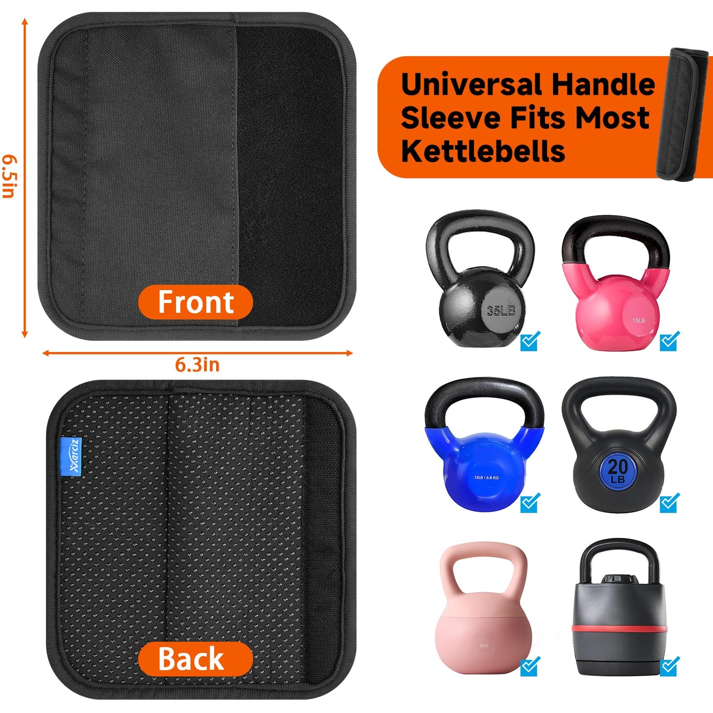 Xxerciz Kettlebell Non-Slip Handle Wrap, Soft Breathable Grip Cover for Most Kettlebells, Easy to Use, Training Accessory for Home Gym Workouts
