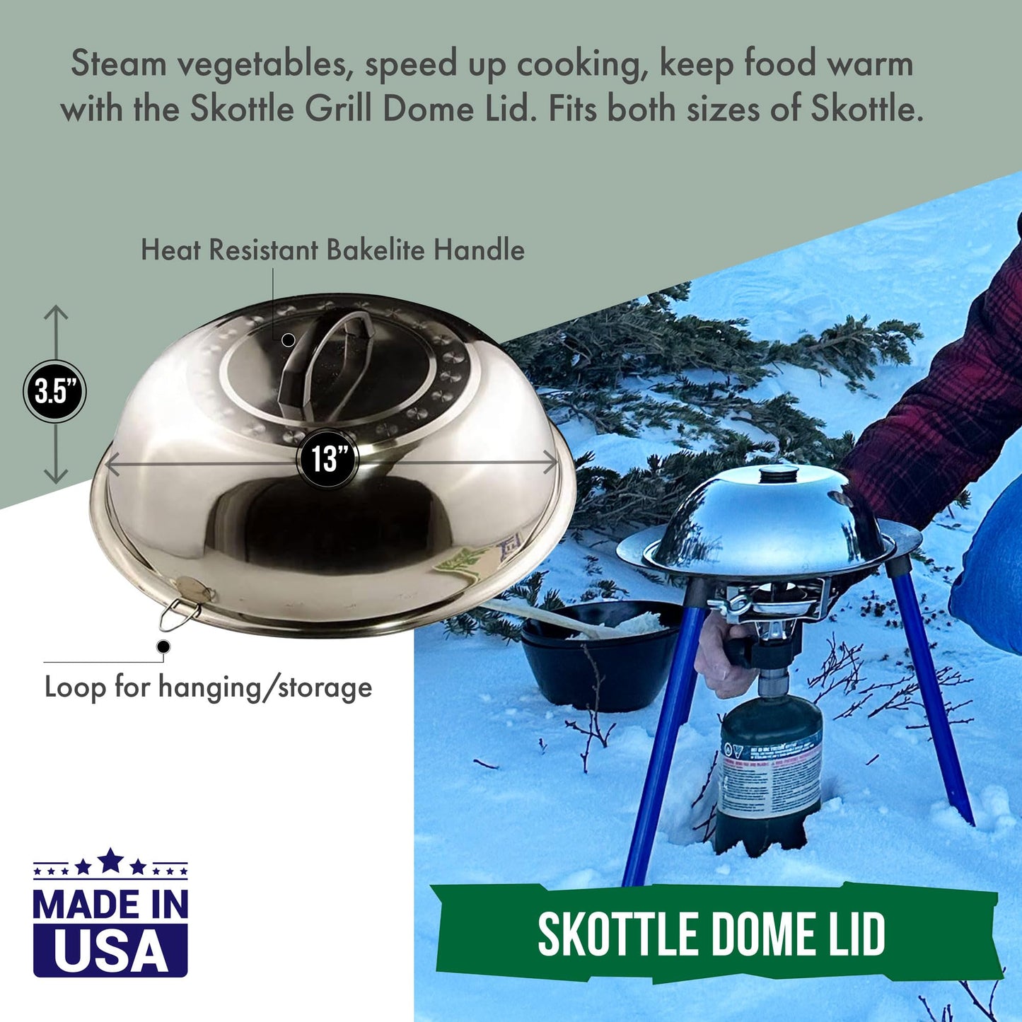 TEMBOTUSK Skottle Grill Accessory Kit, 3 Piece, Lid, Steam Tray, Wind Guard