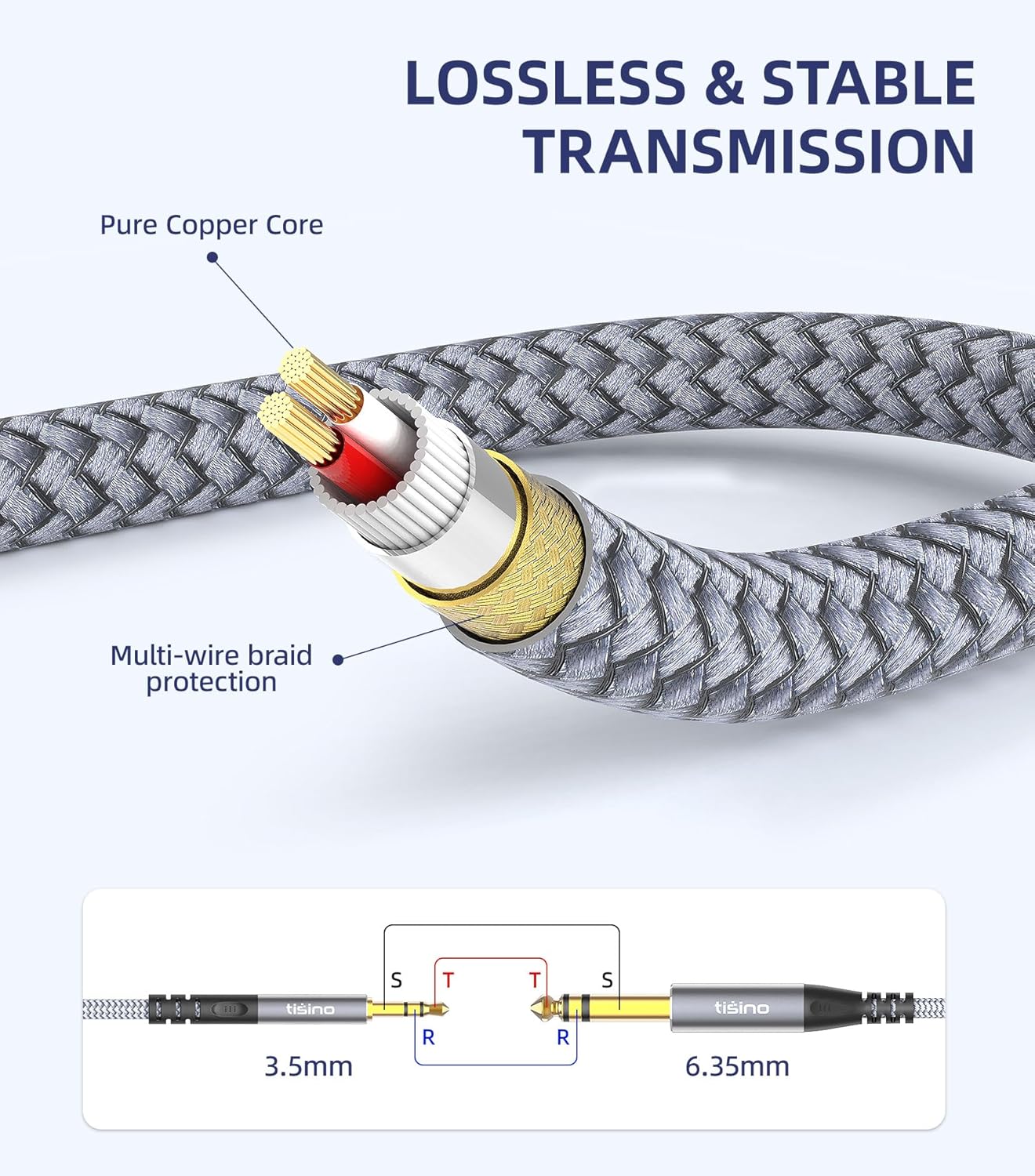 1/8 1/4 3.5mm 1/4 Amplifiers-10 Tisino to Stereo Cable, to Adapter Aux Cord Stereo Audio Cable for Guitar, Keyboard
