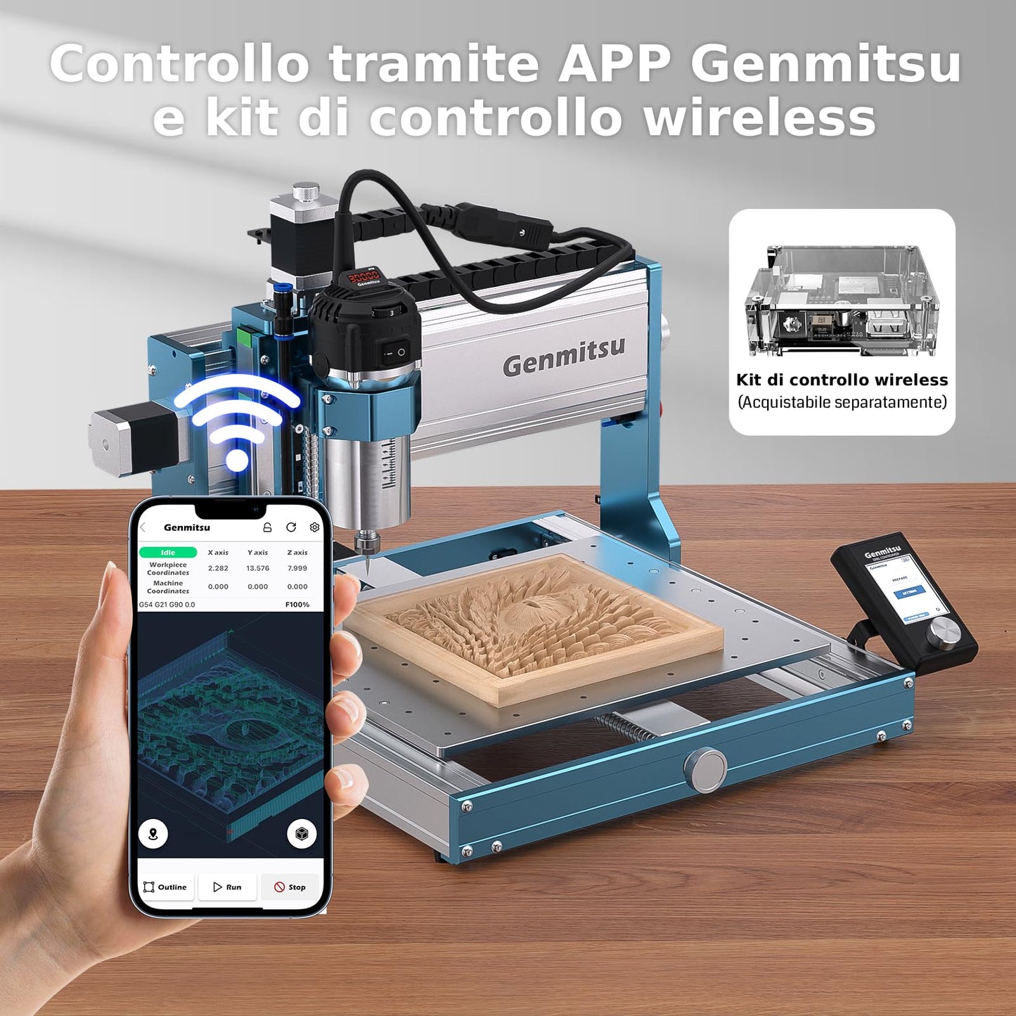 Genmitsu 3030-PROVer Ultra CNC Router Machine for Metal + 4th Axis Rotary Module Kit, 4 Jaw Chuck, 10:1 Speed Reducer, Clamped Range: Length 10-200mm