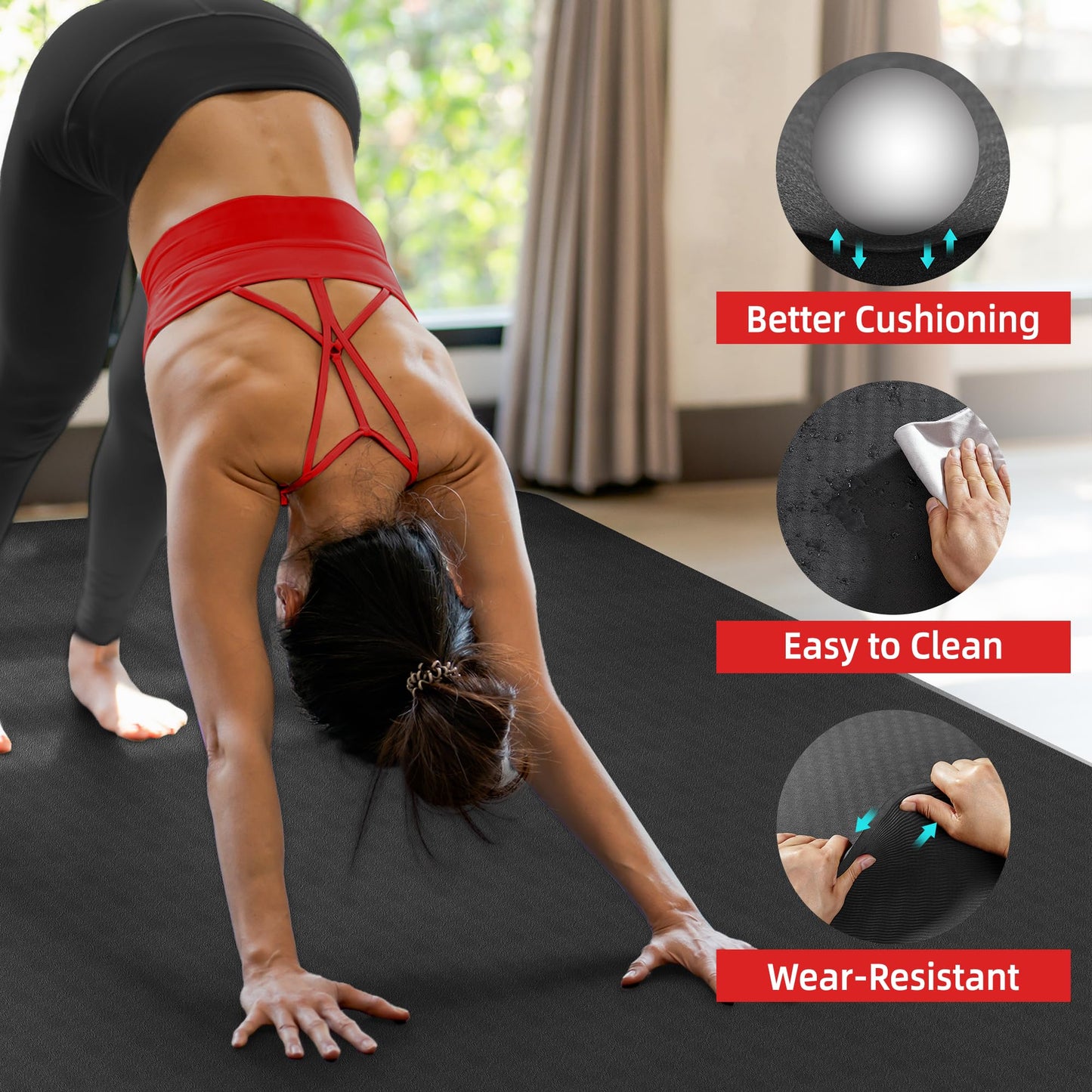 GymCope Extra Large Yoga Mat – 72"x48" or 78"x57", Non-Slip TPE Exercise Mat for Women & Men, Available in 1/4" to 1/2" Thickness, for Home Gym, Yoga, Pilates & Barefoot Workouts, with Towel, Straps & Carry Bag