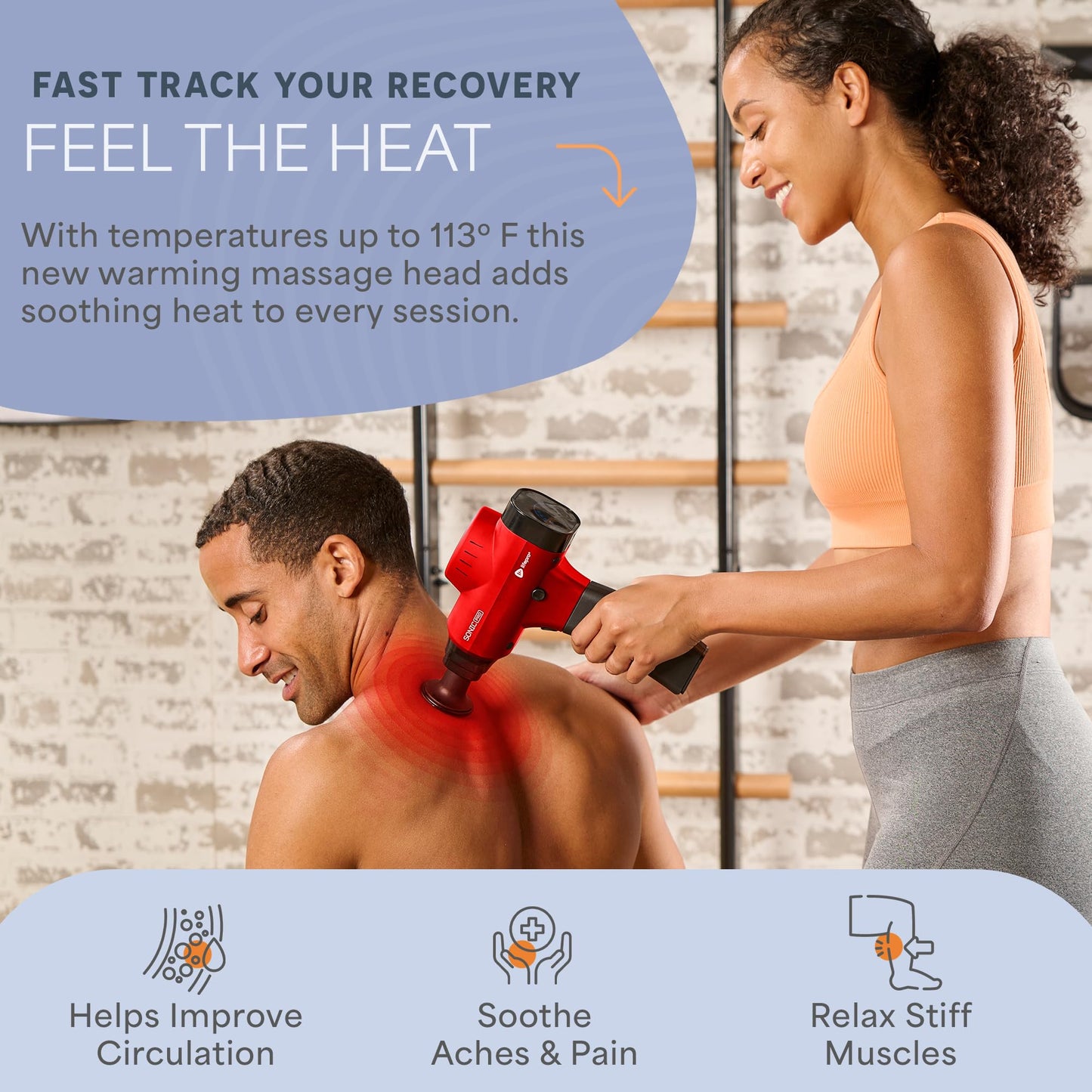 Lifepro Sonic Pro Handheld Electric Massage Gun – Deep Tissue Percussion Massager Gun with 10 Speeds & 9 Heads – Muscle Massager for Athletes Back, Legs, Arms