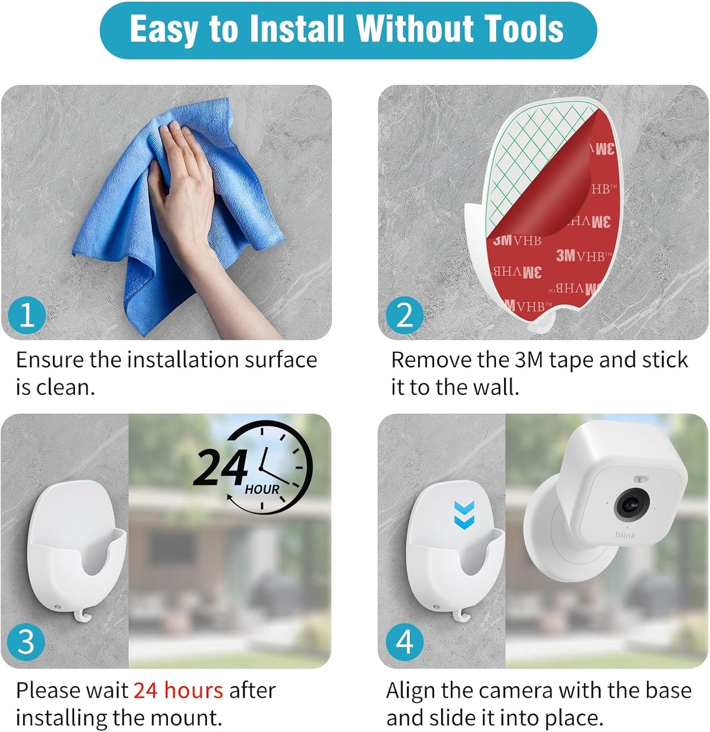 3 Pack 4/Outdoor 2K+/Mini 2/Mini 2K+ Blink Camera No Drill No Screws Wall Mount Bracket for Blink Outdoor Indoor