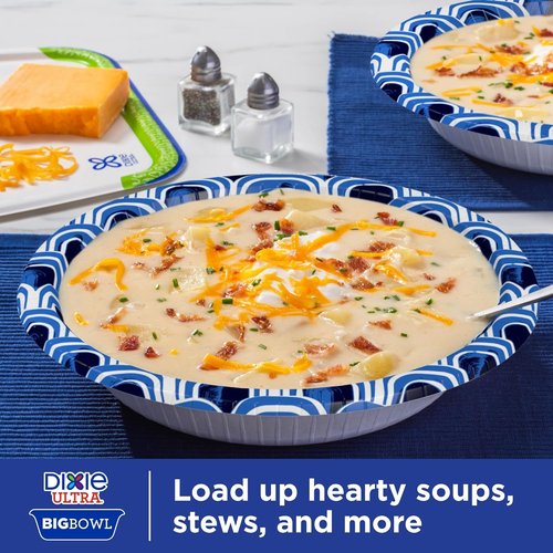 Dixie Ultra Extra Large Paper Bowls - 34 oz, Compostable & Microwave Safe | Perfect for Heavy Meals & Soups