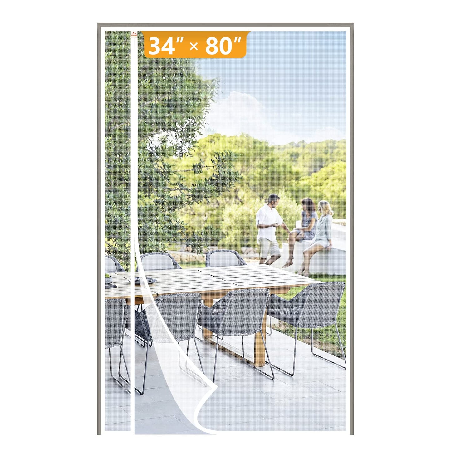 Yotache White Reversible Left Right Side Opening Screen Doors with Magnets Fits Door Size 34 x 80, Reinforced Sewing Magnetic Mesh, Actual Screen Size 36" x 81"