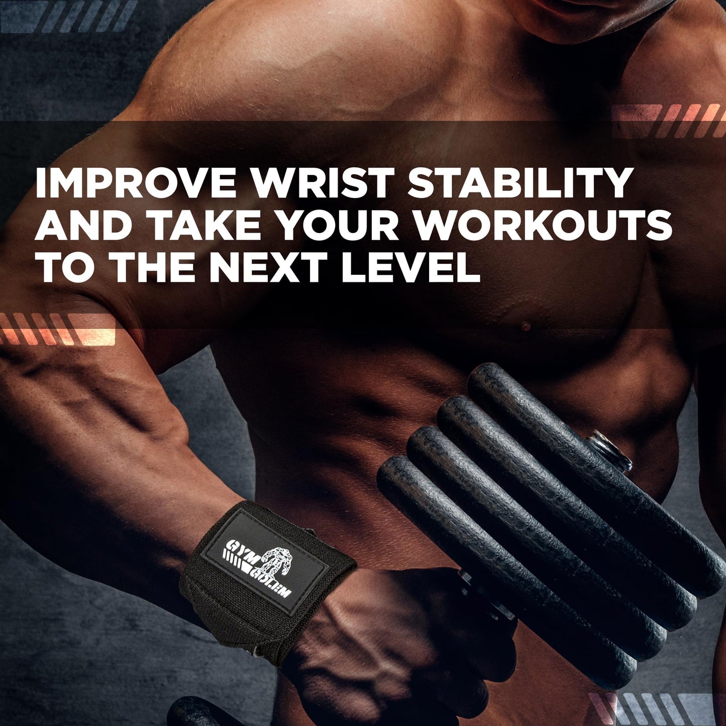 GYM GOLEM Wrist Wraps - 18-Inch Premium Support Wraps with Thumb Loop for Powerlifting, Bodybuilding & CrossFit "Pink" (1 Pair)