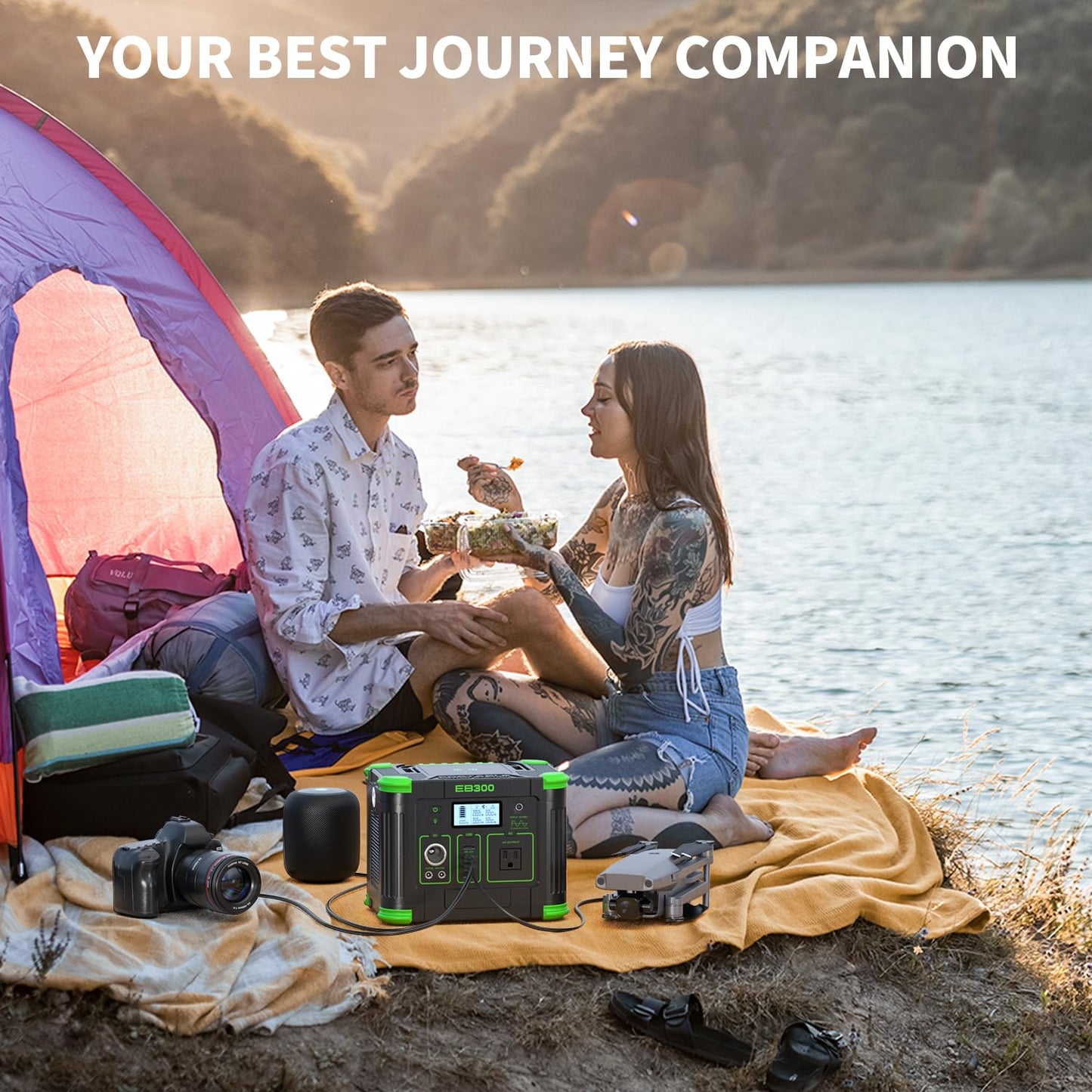 330W Portable Power Station, 288.6Wh Solar Generator with 60W USB-C PD Output, 120V Pure Sine Wave AC Outlet, 5W Wireless Charging, Multi-Port Power Supply for Camping, Home Blackout, RV Travel
