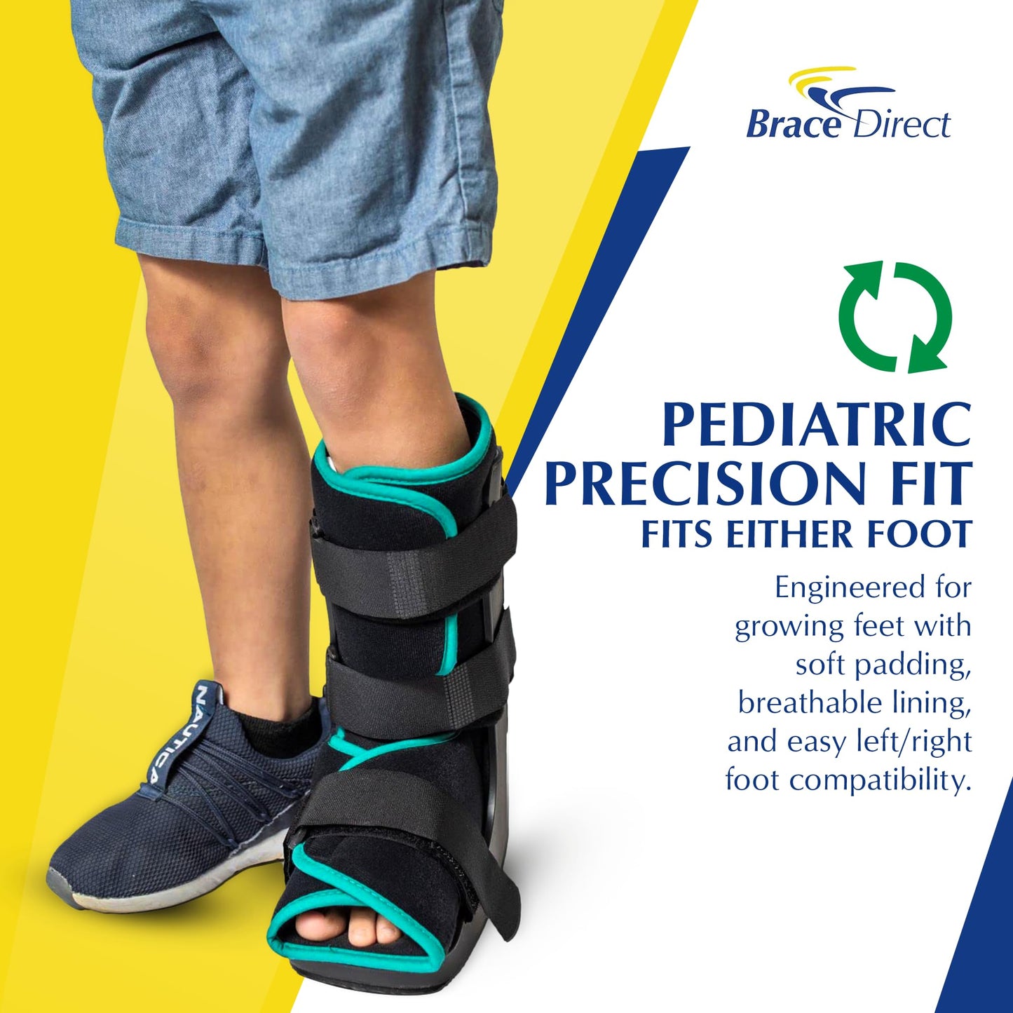 Brace Direct Pediatric Walking Boot – Kids Fracture Boot for Foot Injuries, Ankle Sprains & Post-Op Recovery, Pink PDAC L4386, L4387 (Large, US Kids 11.5K–1.5)