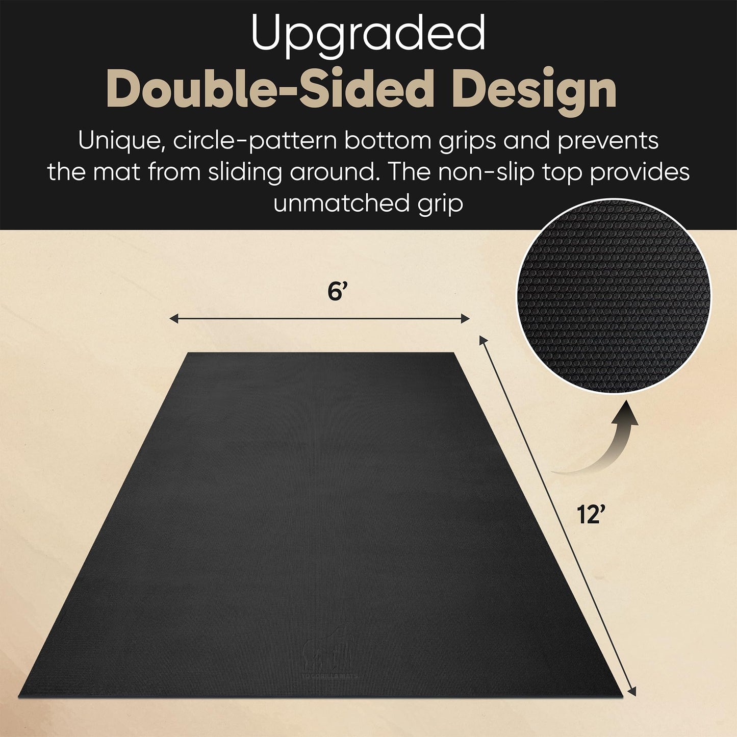 Gorilla Mats Extra Large Yoga Mat – 9' x 6' x 8mm Extra Thick & Wide, Non-Slip Exercise Mat for Home Gym Flooring – Ultra Comfortable Workout Floor Mat for Barefoot Fitness & Stretching