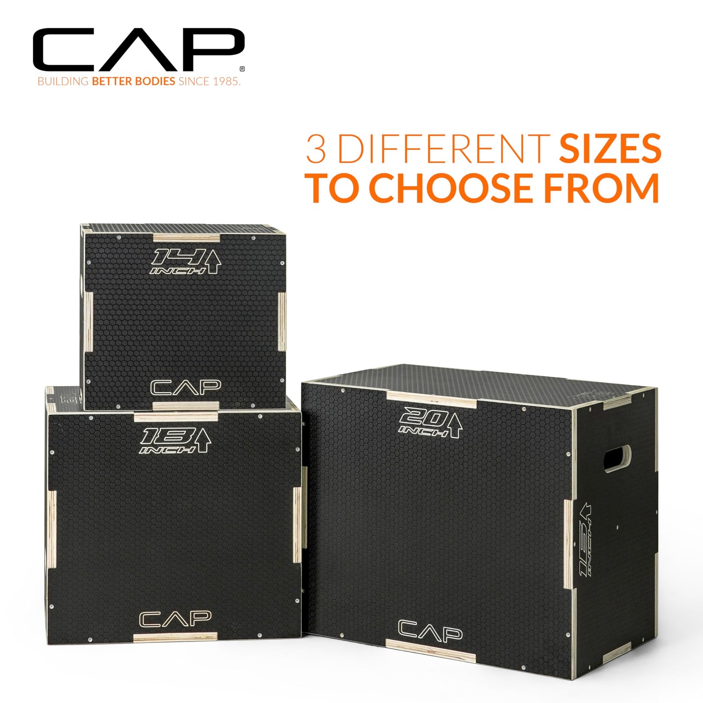 CAP Barbell 3-in-1 Rubber Textured Plyometric Box 16in x 14in x 12in