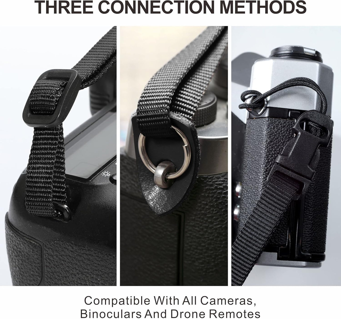 2" 2 Padwa Lifestyle Black Camera Strap - Wide Cotton Woven Genuine Leather Head Camera Straps,Complimentary Pcs Quick