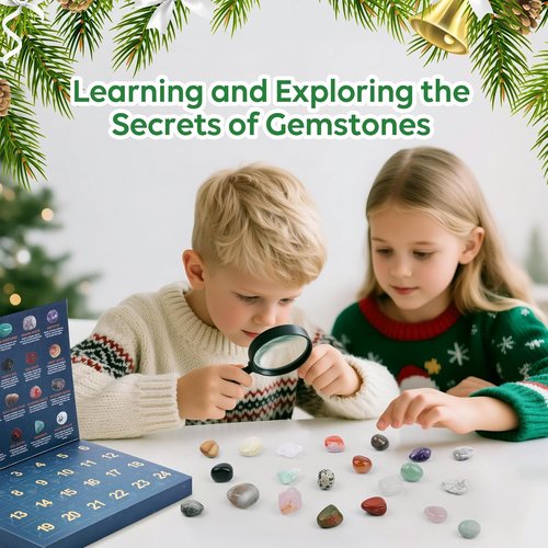 Crystal Advent Calendar 2026 - 24 Natural Gemstones & Healing Stones | Fun Christmas Countdown Gift for All Ages