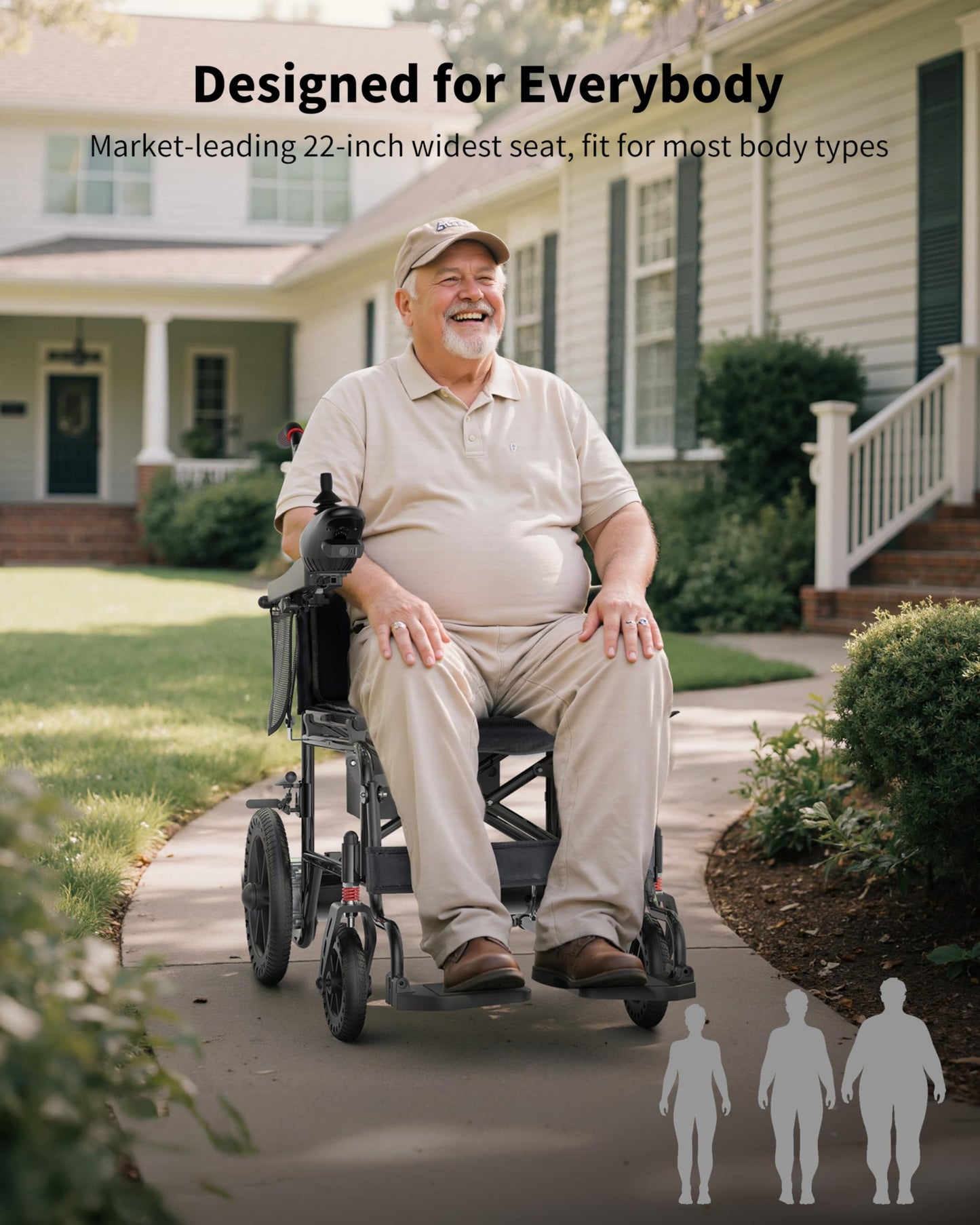 Electric Wheelchairs for Adults, 22 Inch Wide Seat, 500W Motor All Terrain Power Wheelchair, 15 Mile Lightweight Foldable Motorized Wheelchair for Seniors, Removable Battery, 350 lb Capacity