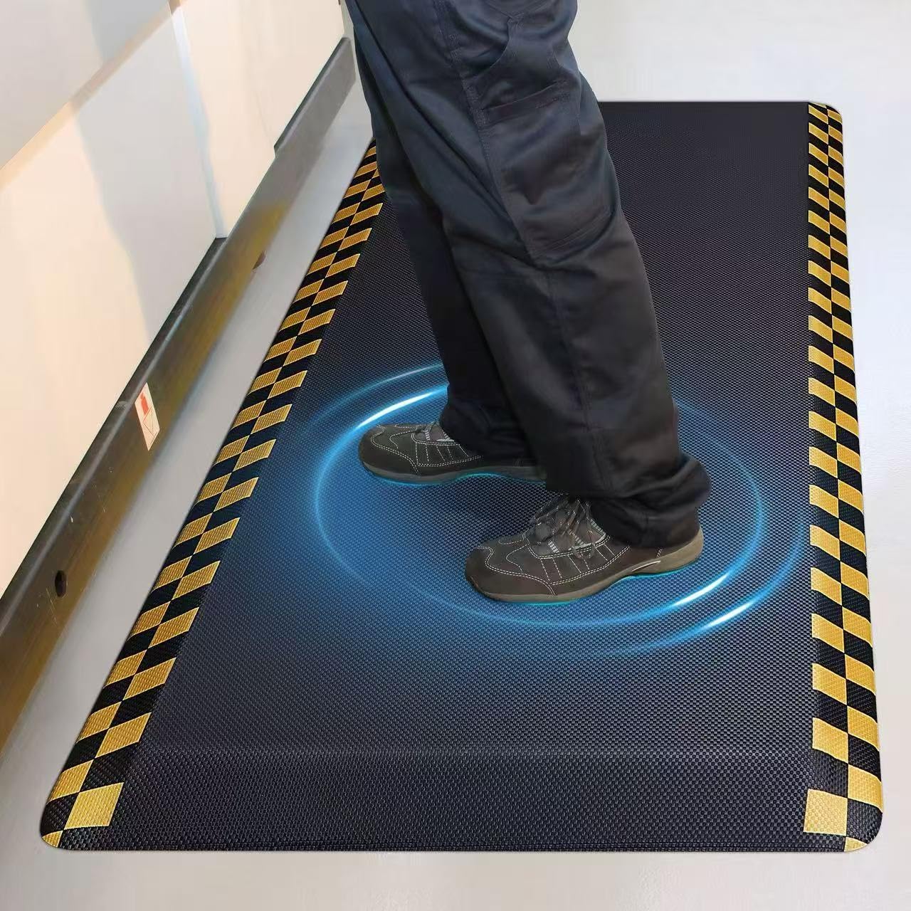 3 Packs Anti Fatigue Mat for Industrial - 39"x20" Standing Floor Mat with Safety Yellow Border, Ergonomic Work Mat for Warehouse, Garage, Public - Relieves Back & Leg Pain
