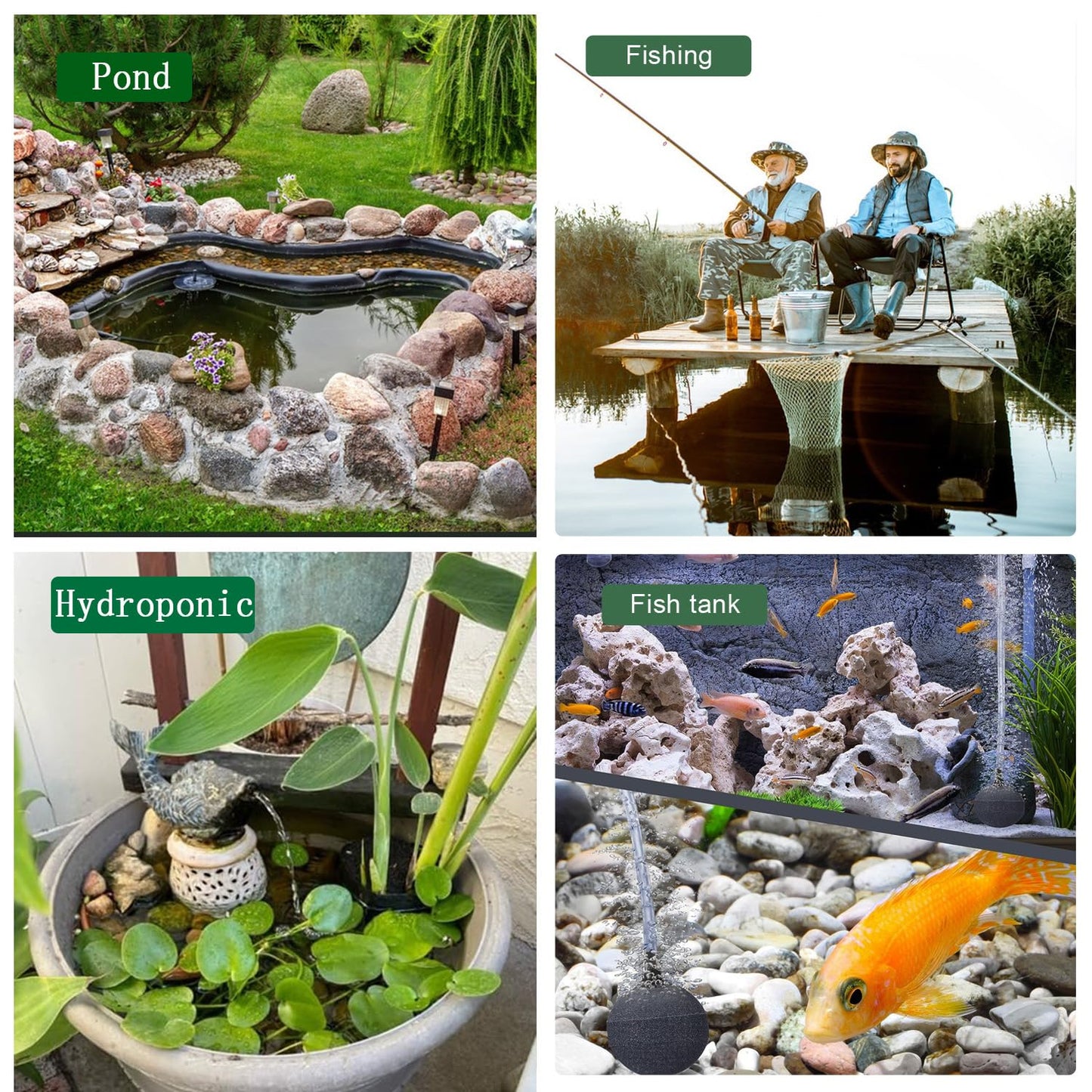 Lewisia Solar Pond Aerator Air Pump Battery with Air Hoses and Bubble Stones Fish Tank Bubble Oxygenator 30W