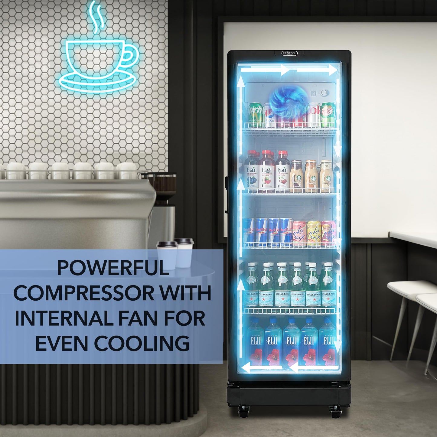 PROTECH CDM-600BW Commercial Merchandiser Refrigerator – 6.0 Cu Ft Beverage Display Cooler with ETL Sanitation Certification