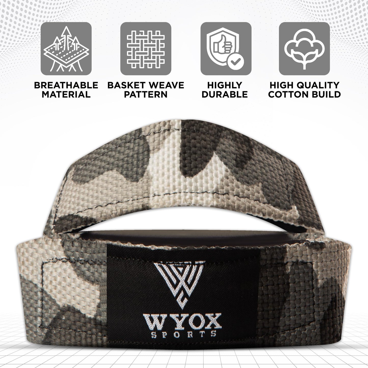 WYOX Figure 8 Weight Lifting Straps for Weightlifting Heavy Duty Deadlifting Workout Straps | Wrist Wraps Gym Equipment Gear Men Women PAIR (Camo, Standard)