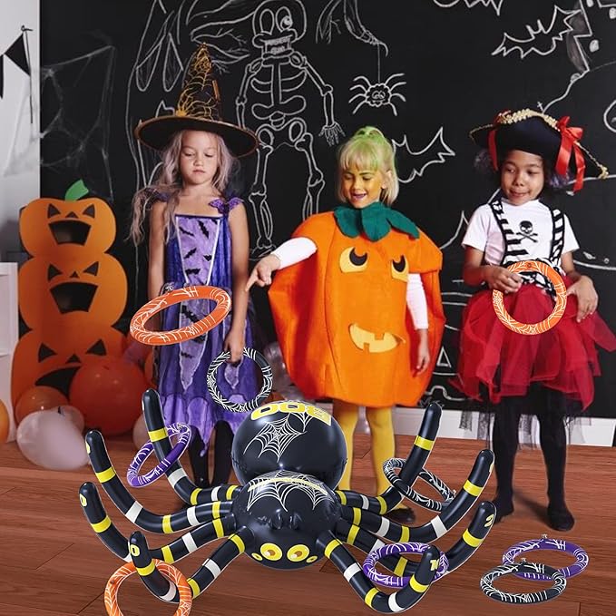 Garma Inflatable Spider Ring Toss Game for Kids' Halloween Party & Outdoor Fun