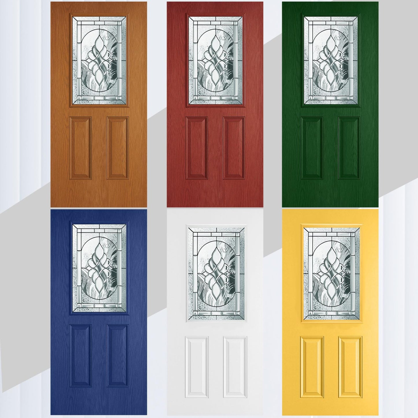 Pushglossy Entry Door Glass Insert White Exterior Front Door Window Inserts Replacement Kit for Home Improvement (22 x 36,Nickel Caming)