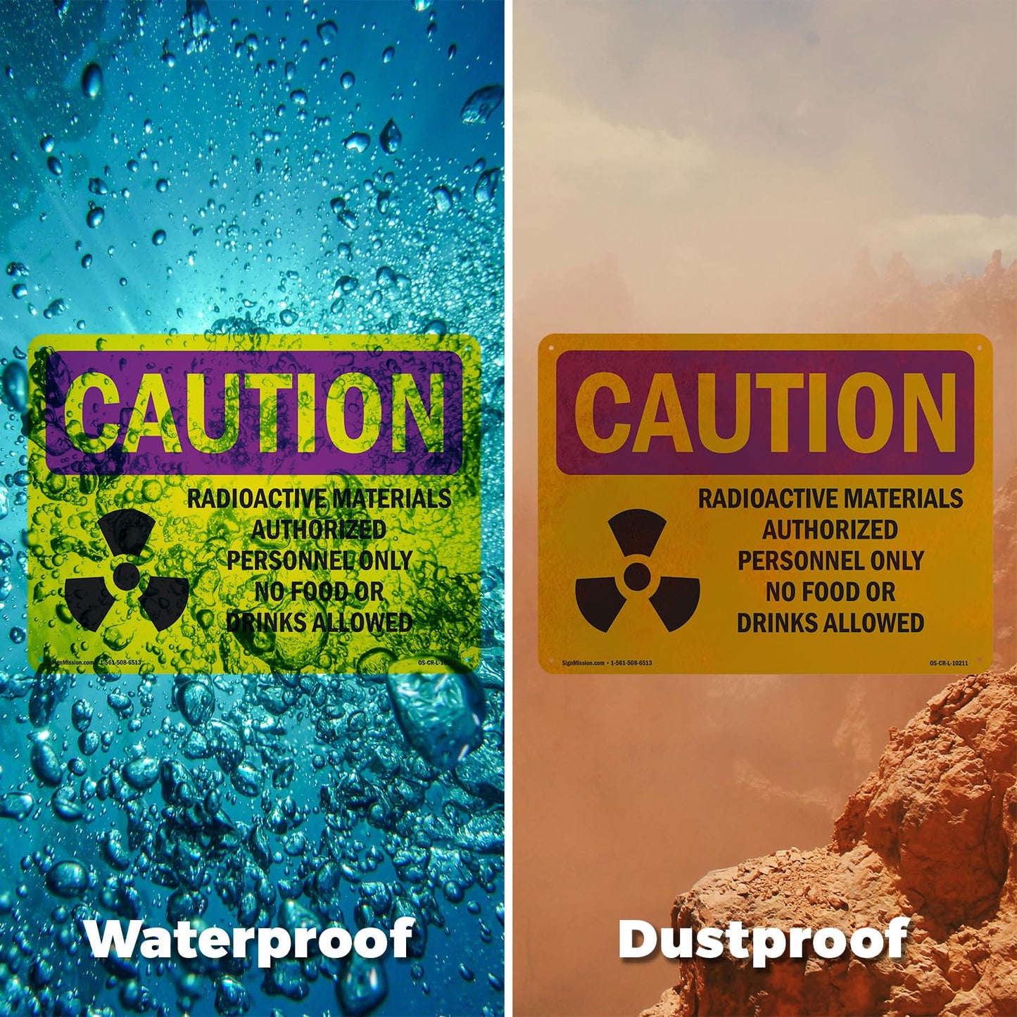 Radioactive Materials Authorized With Symbol OSHA Caution Radiation Aluminum Sign 24 Inch x 18 Inch - 10 Pack