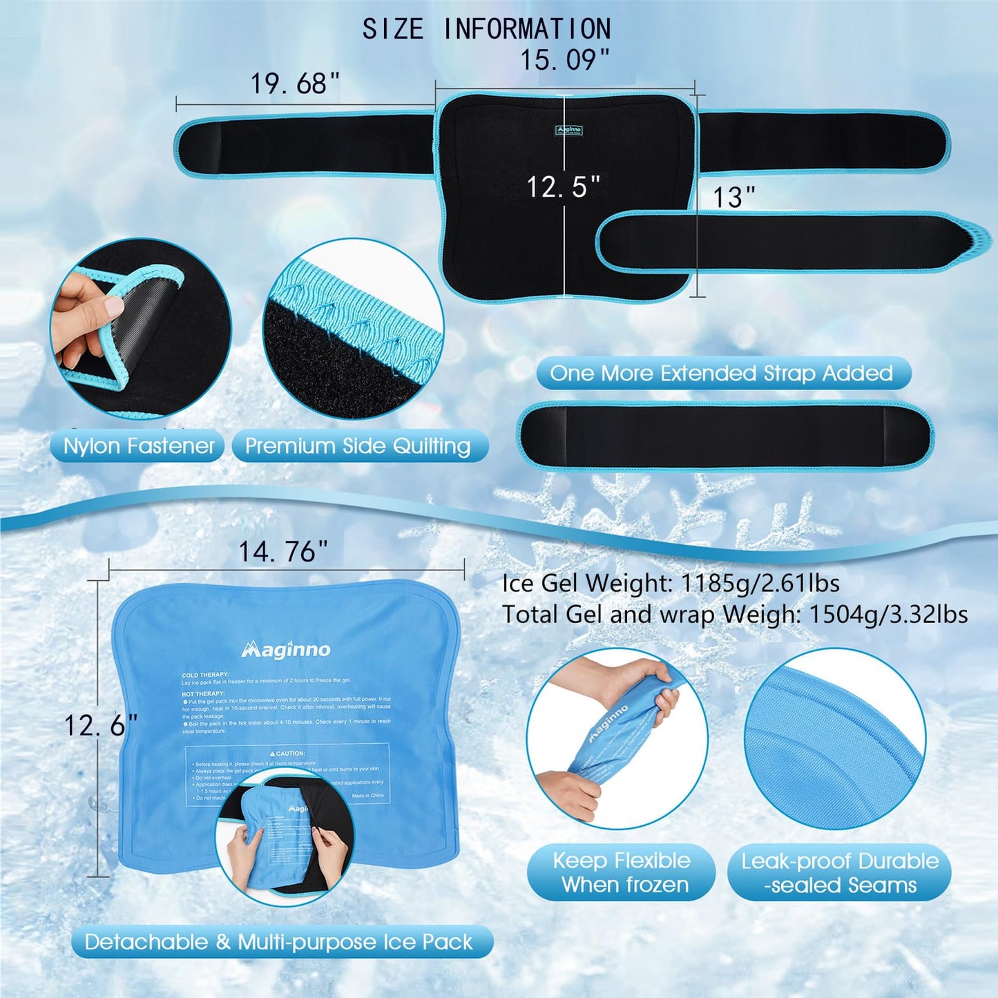 Hip Ice Pack Wrap for Injuries Reusable, Hip Brace with Hot Cold Pack for Women Men, Hip Gel Kit for Pain Relief Sciatica Nerve,Piriformis Stretcher, Hip Flexor Strain, Groin Pull, SI Joint, Hamstring