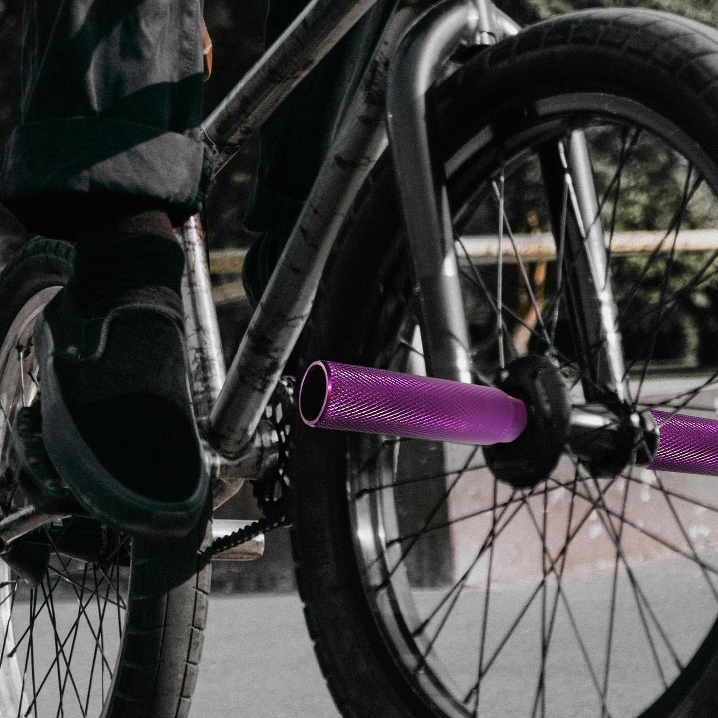 Shwsed Bike Pegs, Aluminum Anti-Skid BMX Bicycle Foot Pegs for Mountain Bike Cycling, Stunt Pegs Fit 3/8 inch Axles (Purple)